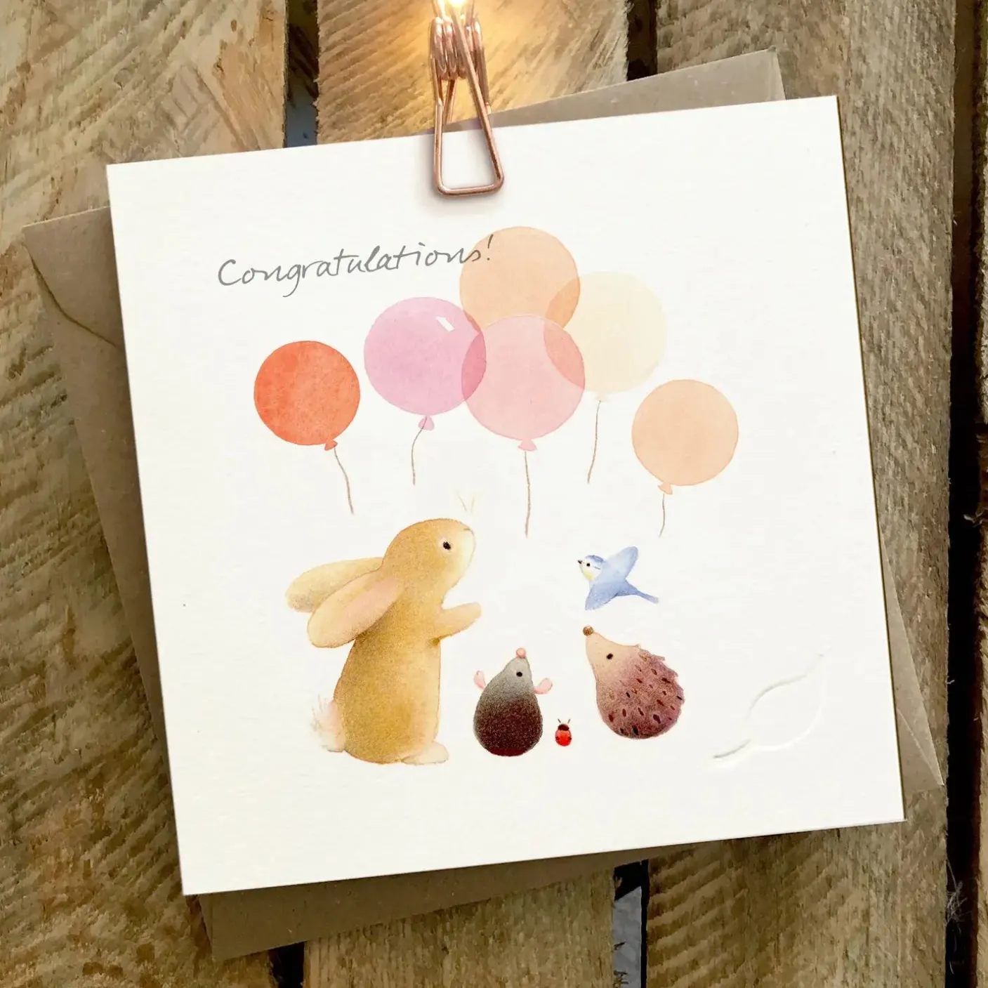 Congratulations Animal & Balloon Card