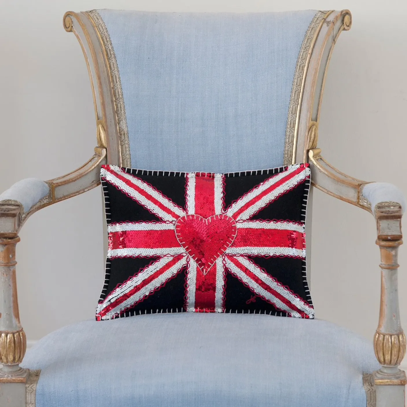 Glam Rock Sequin Union Jack Pillow