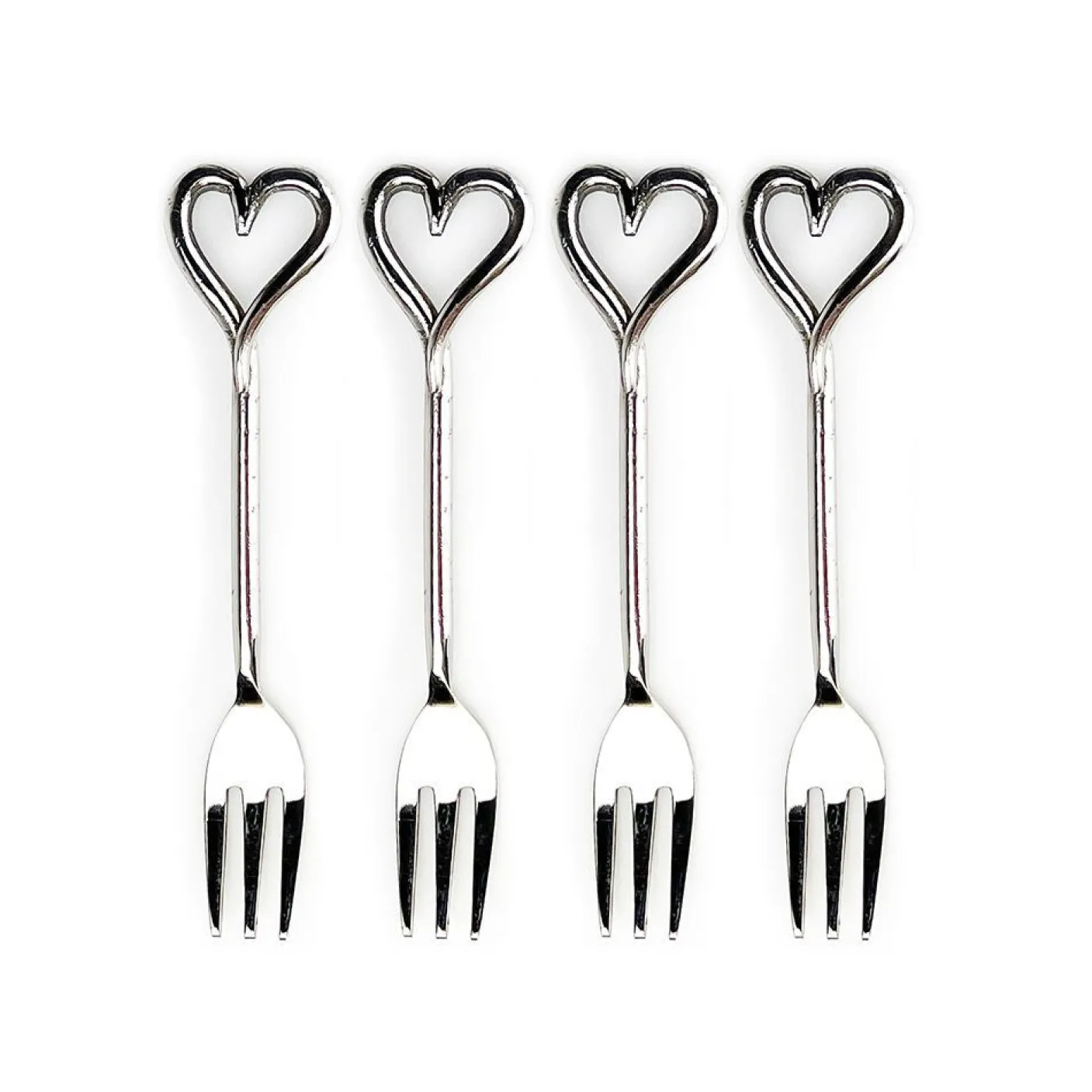 Love Heart Pastry Forks Set of 4