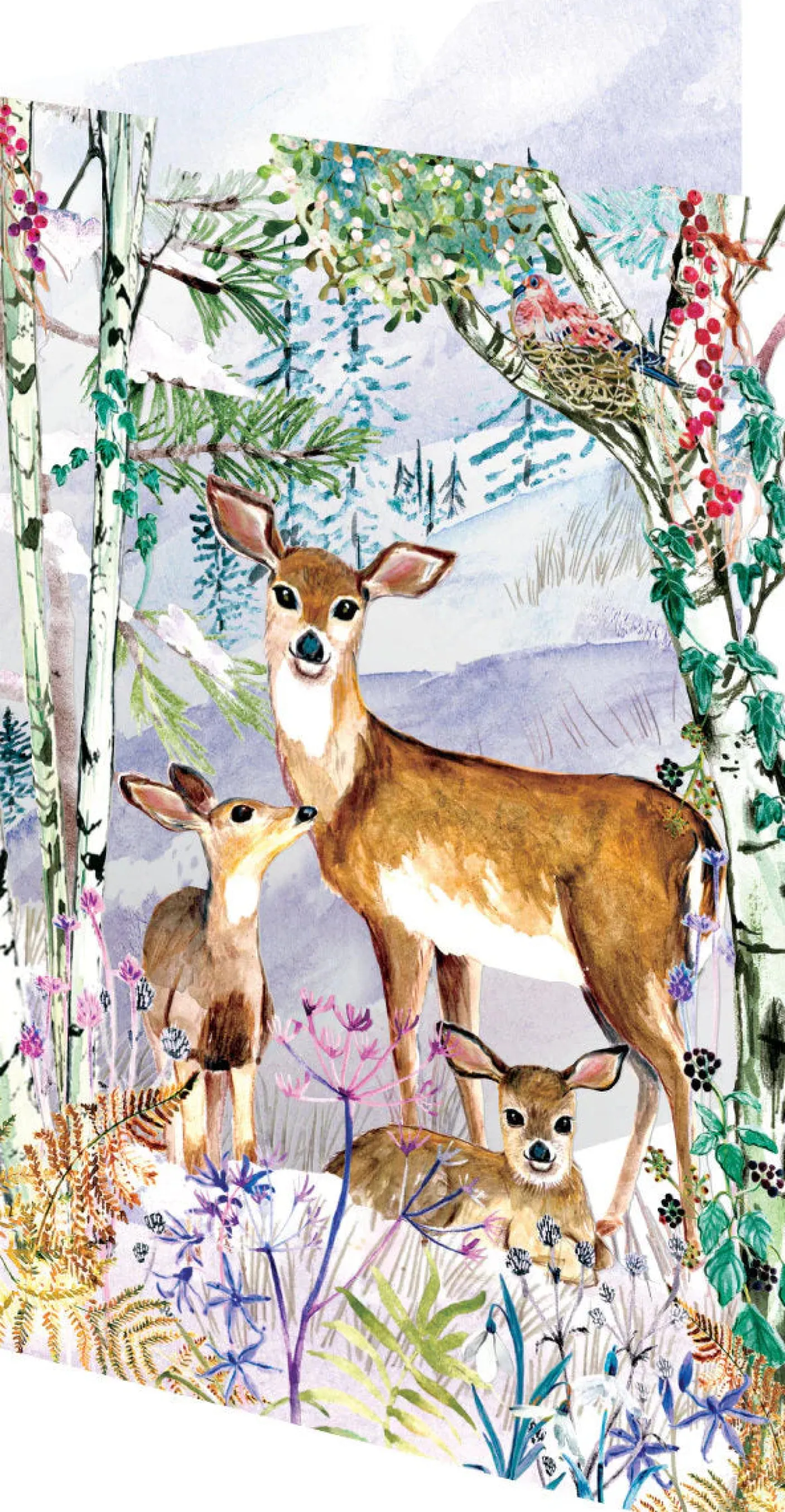 Wild Winter's Song Deer Lasercut Christmas Card Kraft Box