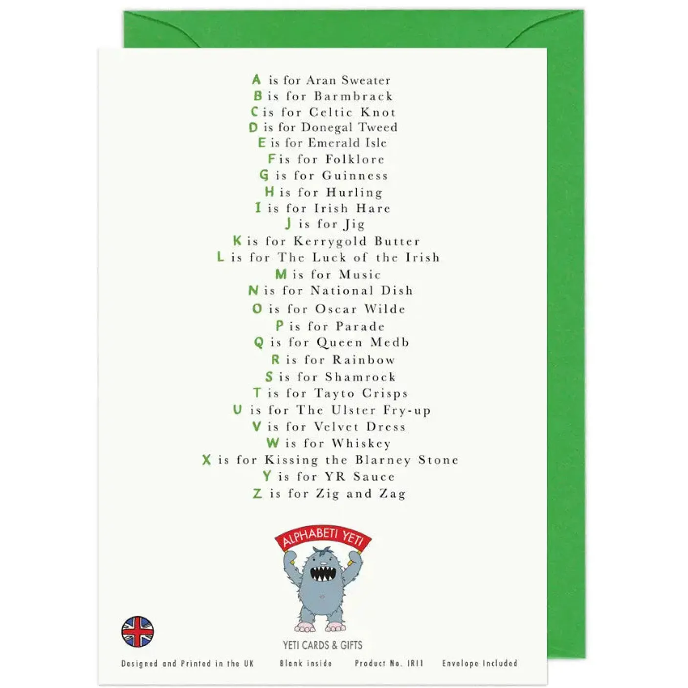A Very Irish Alphabet Greeting Card