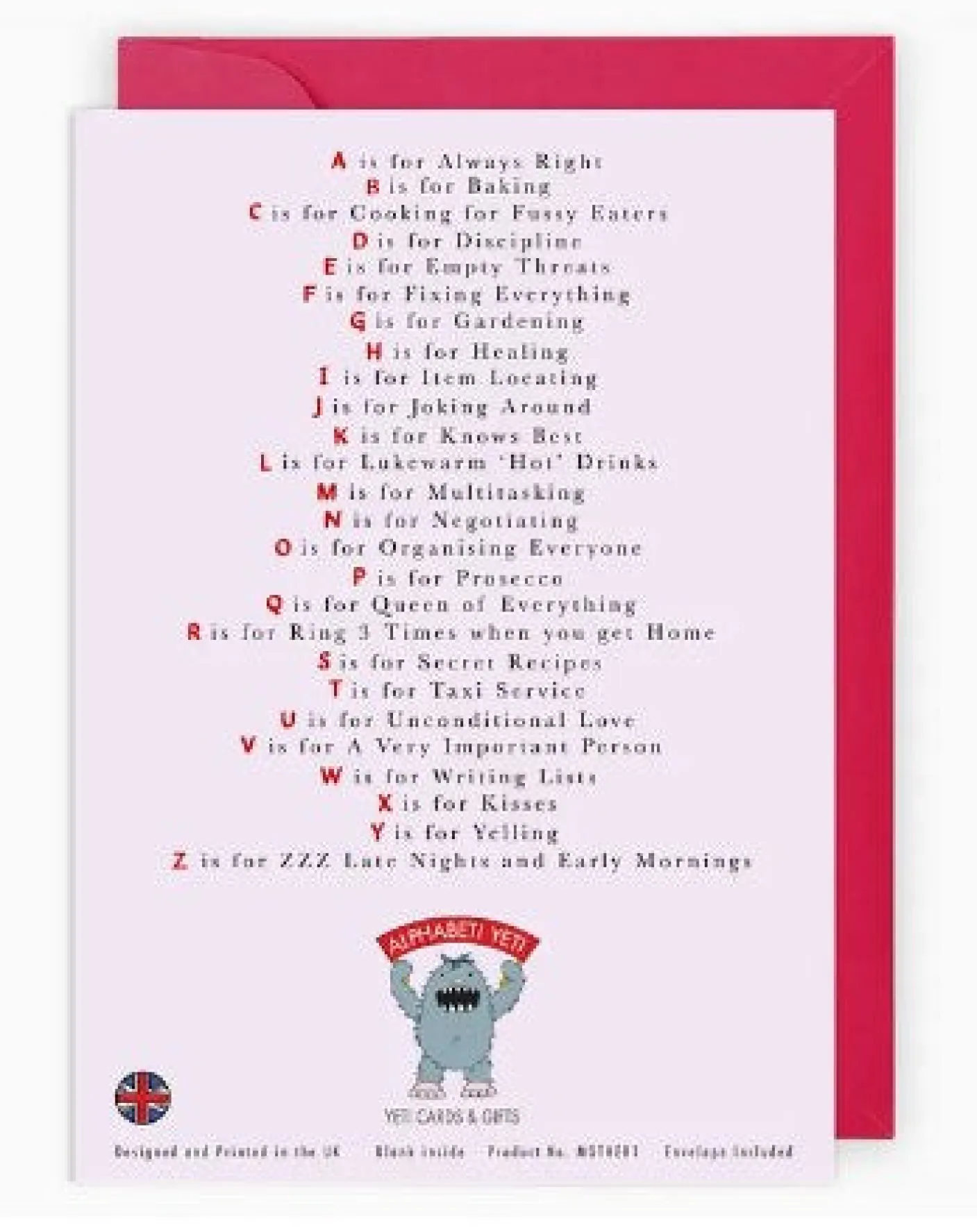 The Mother's Alphabet Greeting Card