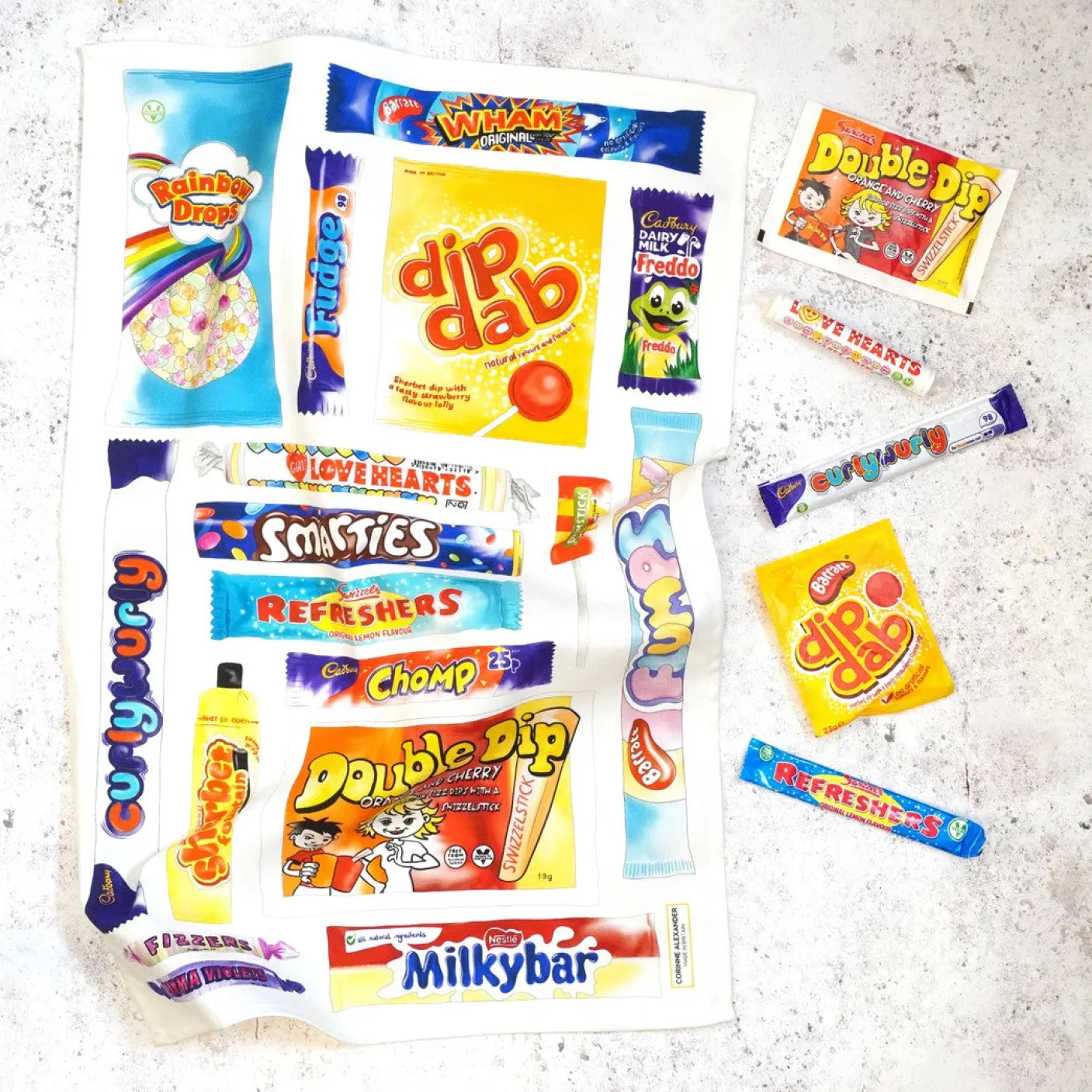 Sweeties Tea Towel by Corinne Alexander