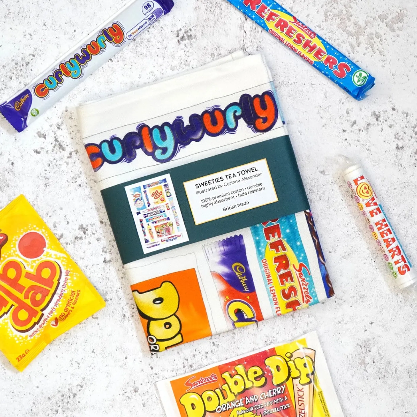 Sweeties Tea Towel by Corinne Alexander