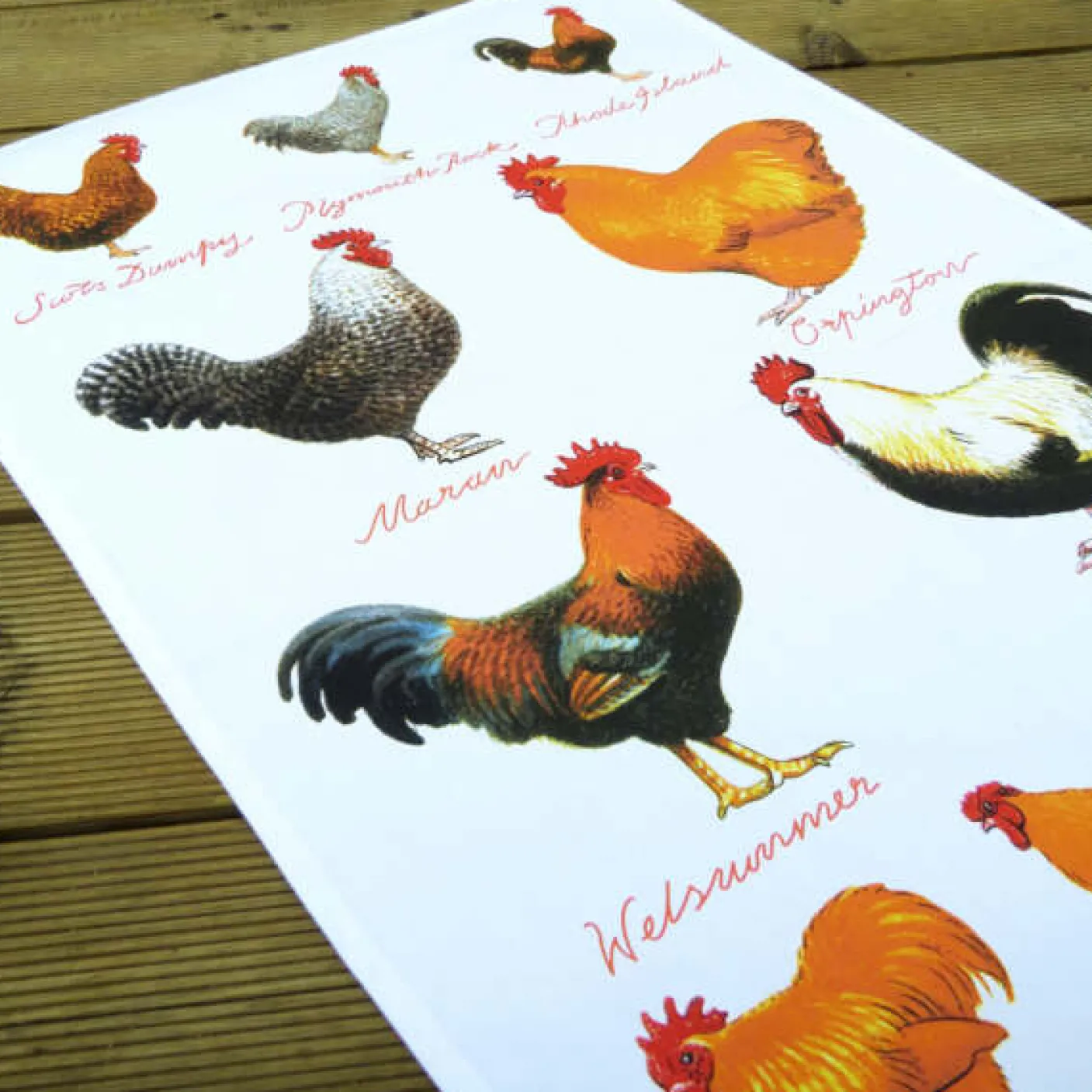 Chicken Breeds Cotton Tea Towel