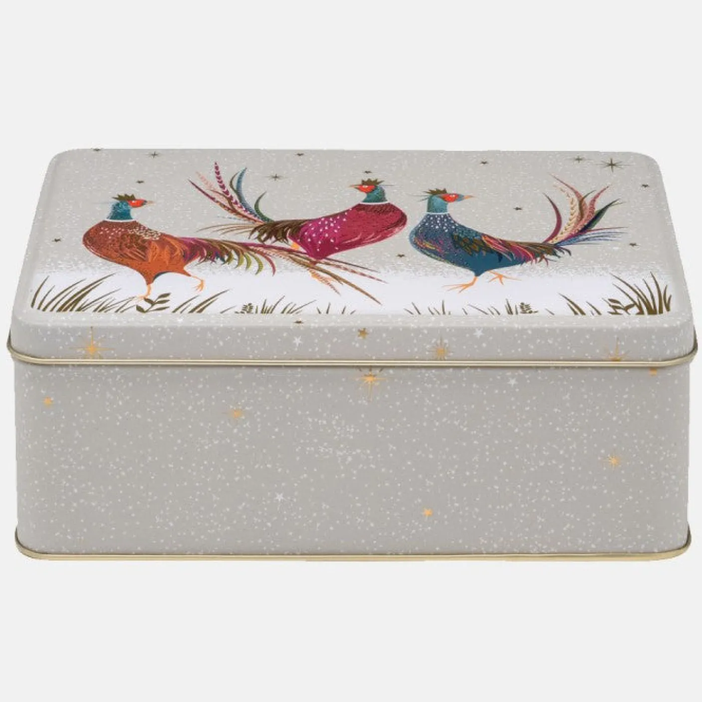Grey Pheasants Deep Rectangular Tin