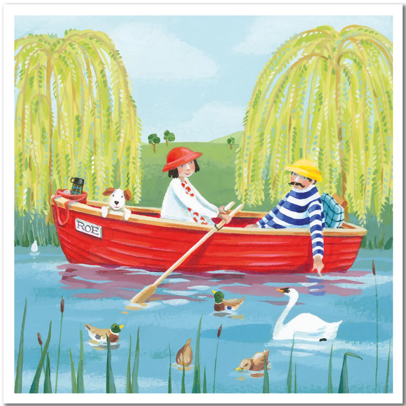 Boating on the Pond Greetings Card