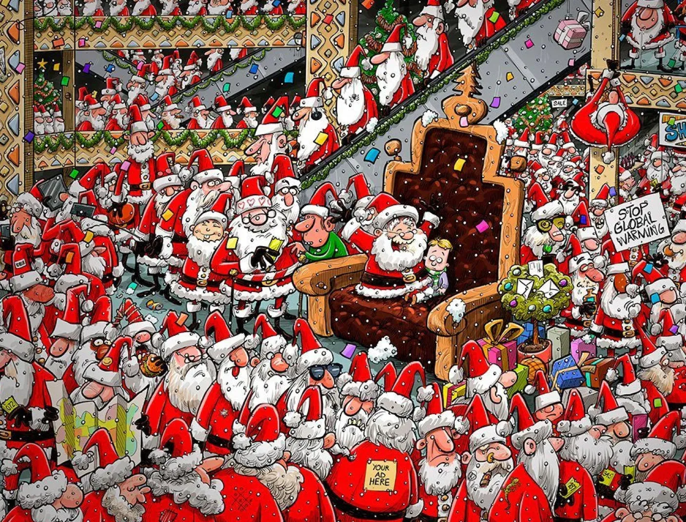 Chaos at Santa's Grotto 500XL Piece Jigsaw Puzzle
