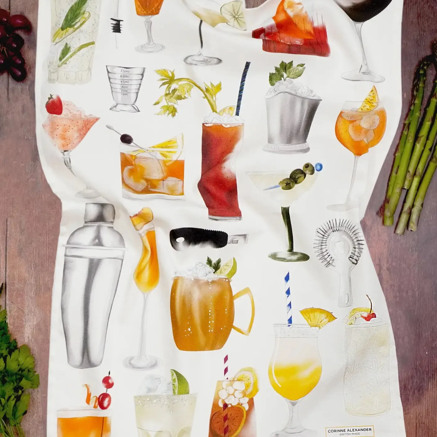 Cocktail Tea Towel by Corinne Alexander