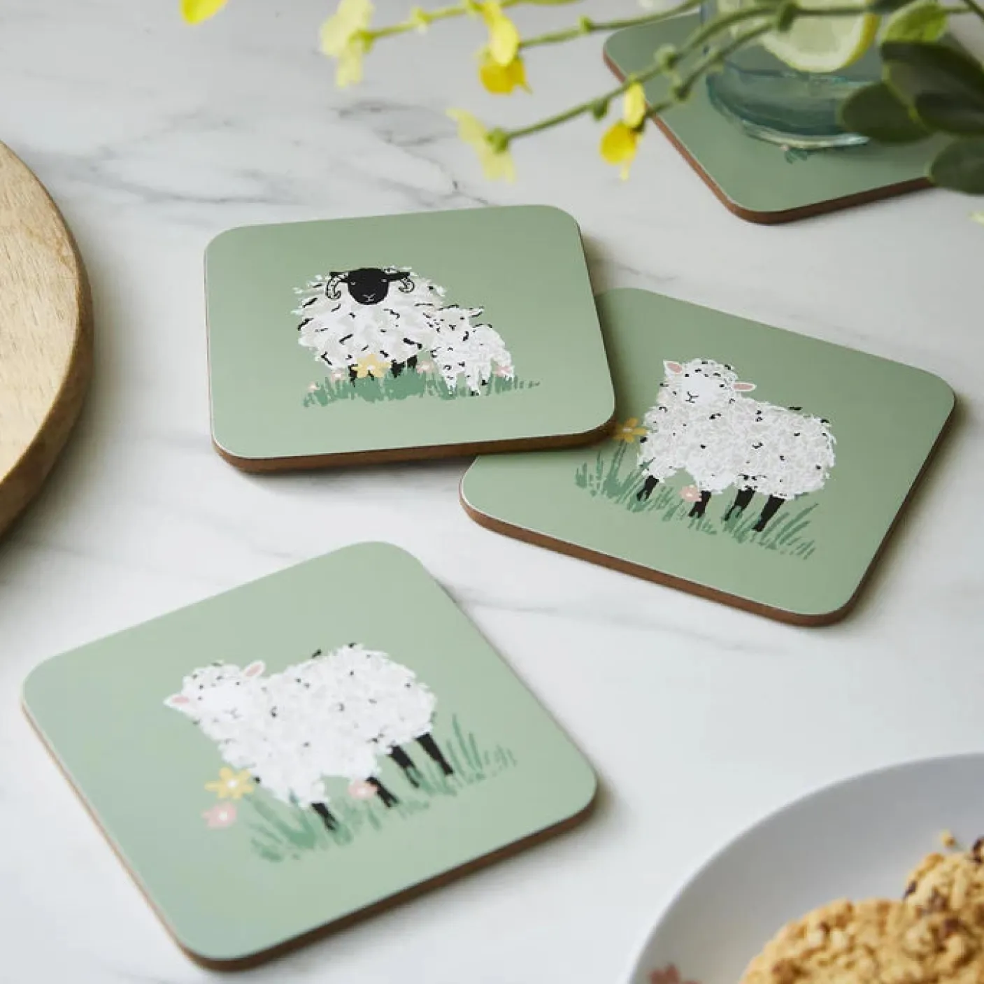 Woolly Sheep Coasters - Set of 4