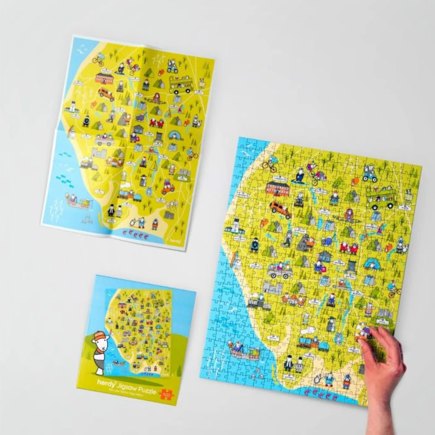 Herdy Lake District Map Jigsaw Puzzle - 500 Piece Puzzle