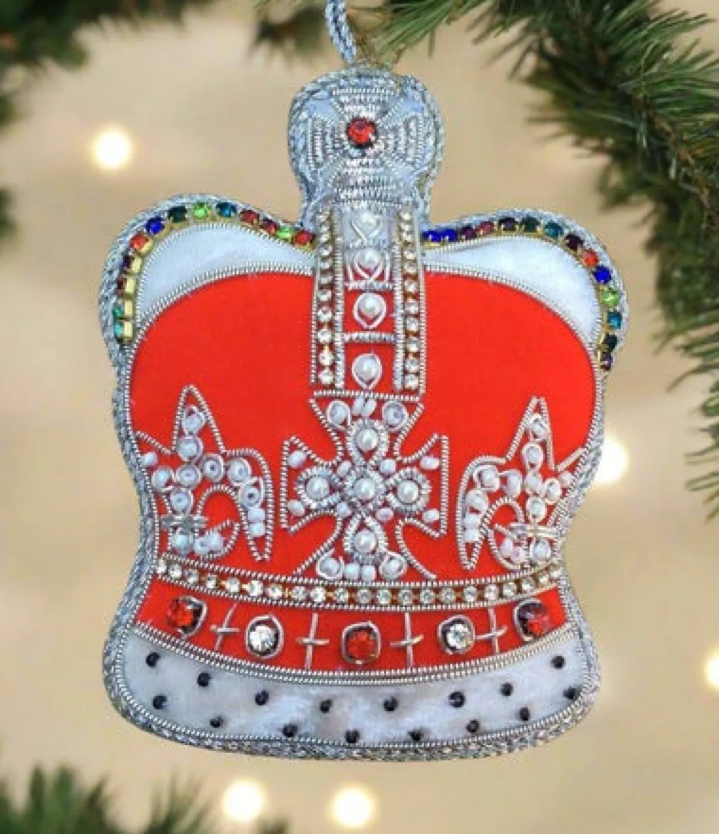 Red Velvet Imperial Crown Decoration by Tinker Tailor London