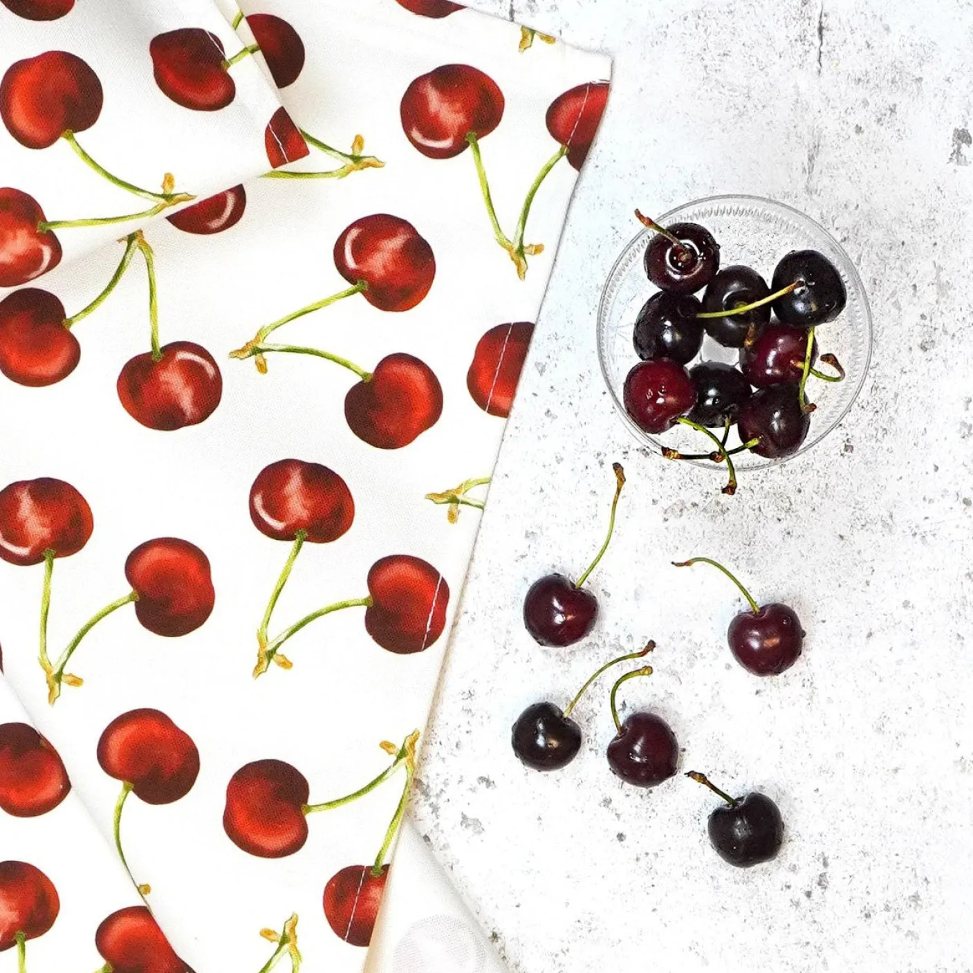 Cherry Tea Towel by Corinne Alexander
