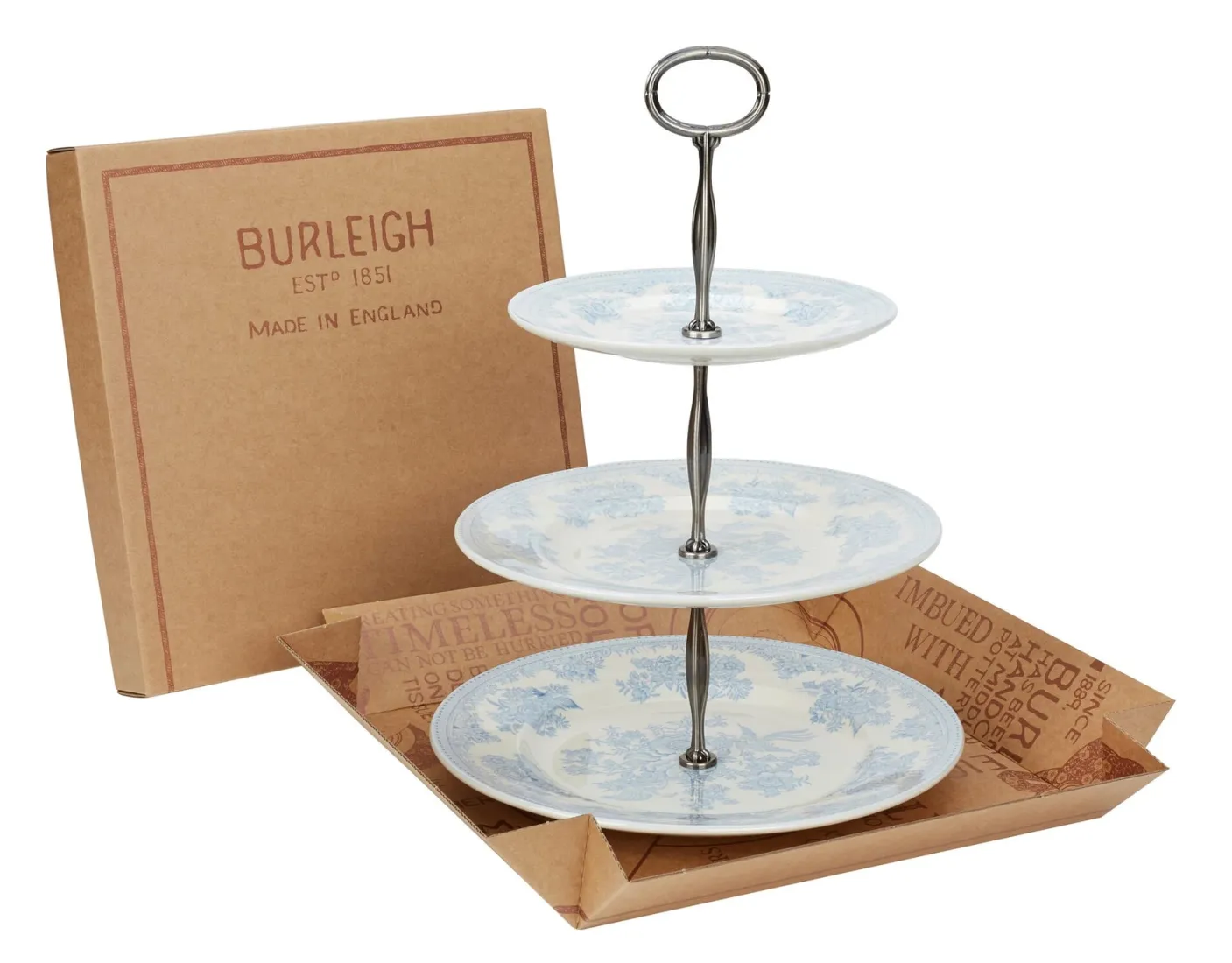 Blue Asiatic Pheasants 3 Tier Cake Stand