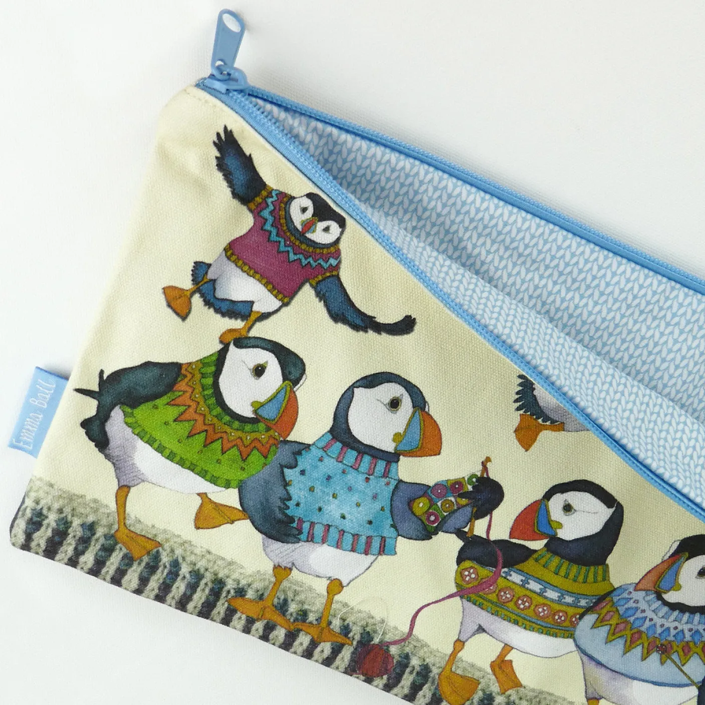 Woolly Puffins Long Project Bag