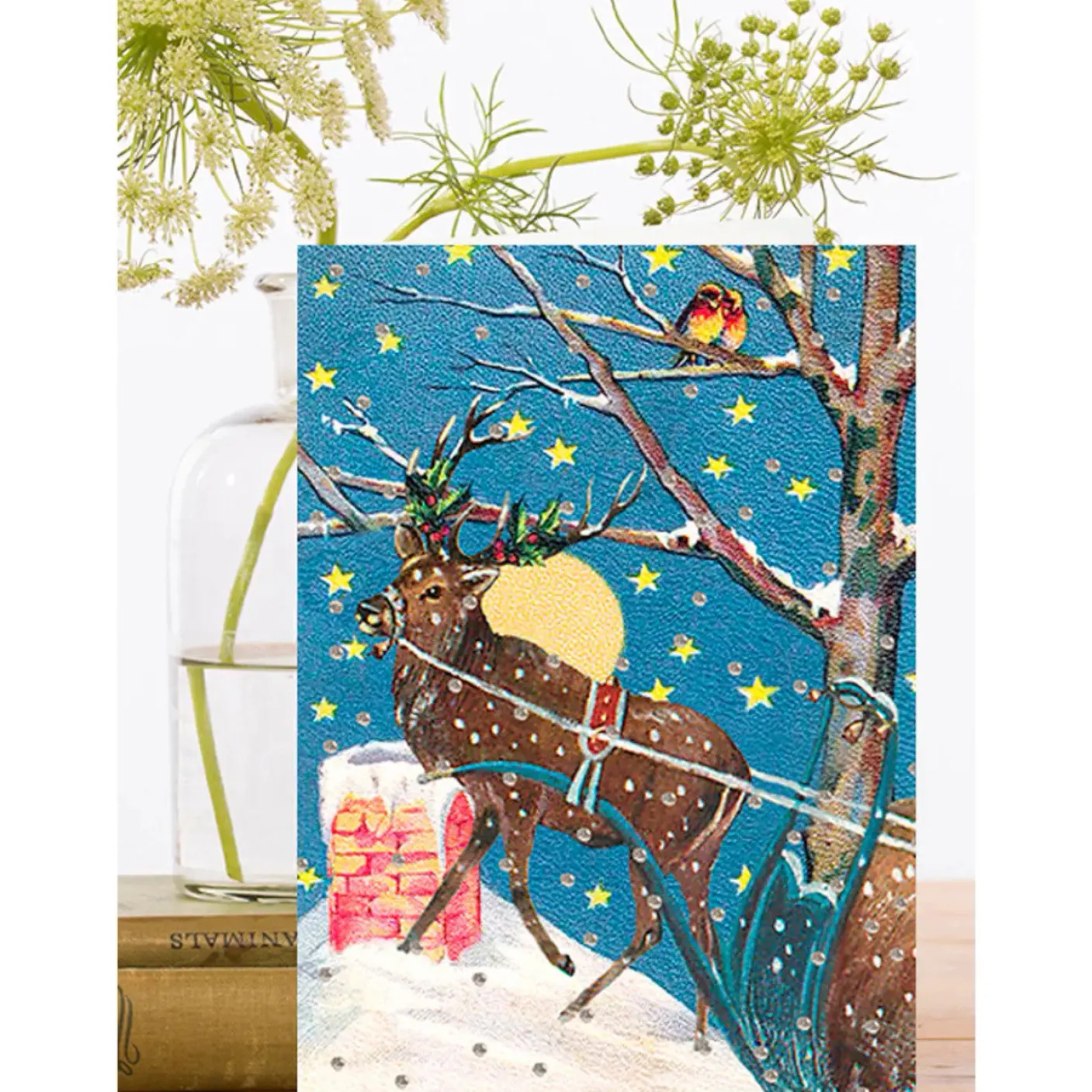 Starry Winter Night Christmas Greetings Card