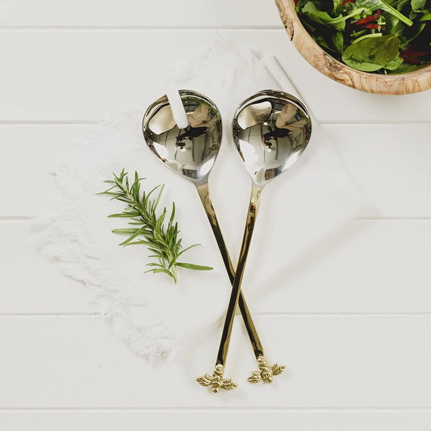 Gold Bee Salad Server Set