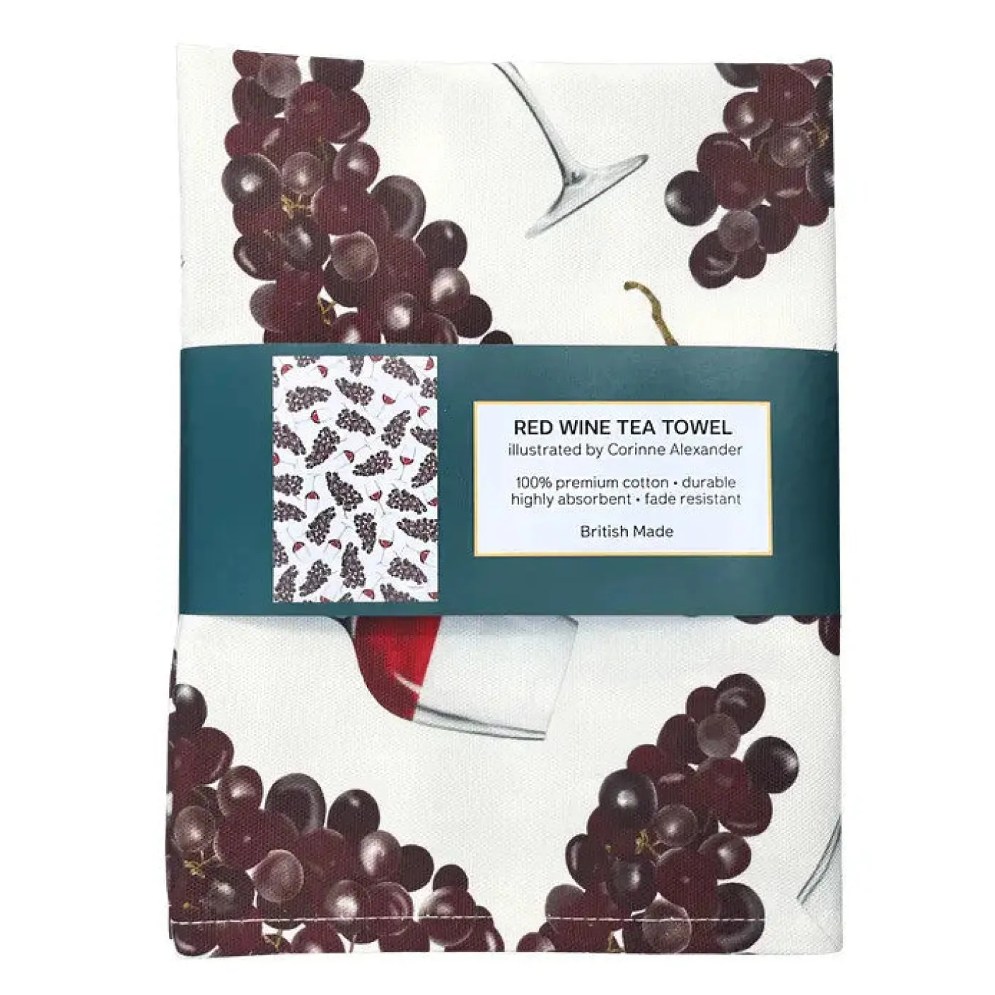 Red Wine Tea Towel by Corinne Alexander