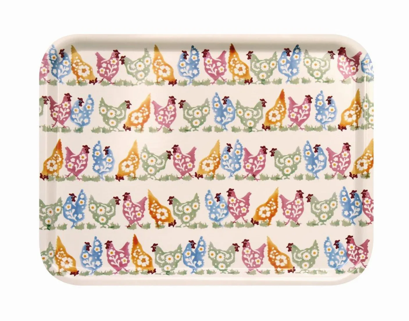 Polka Chickens Rectangular Birch Tray