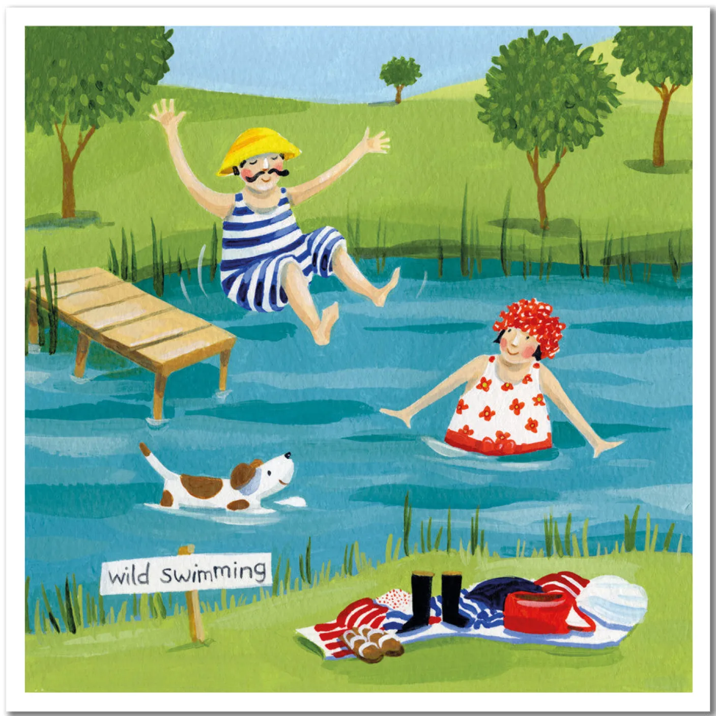 Wild Swimming Greetings Card