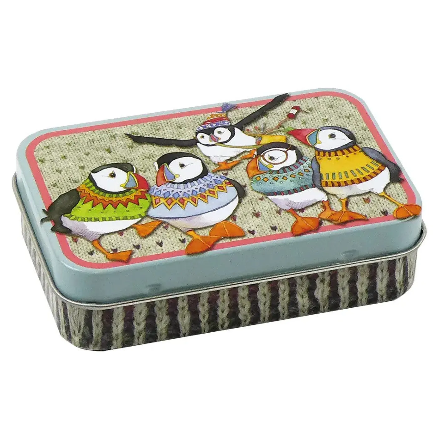 Woolly Puffins Hinged Small Rectangular Tin
