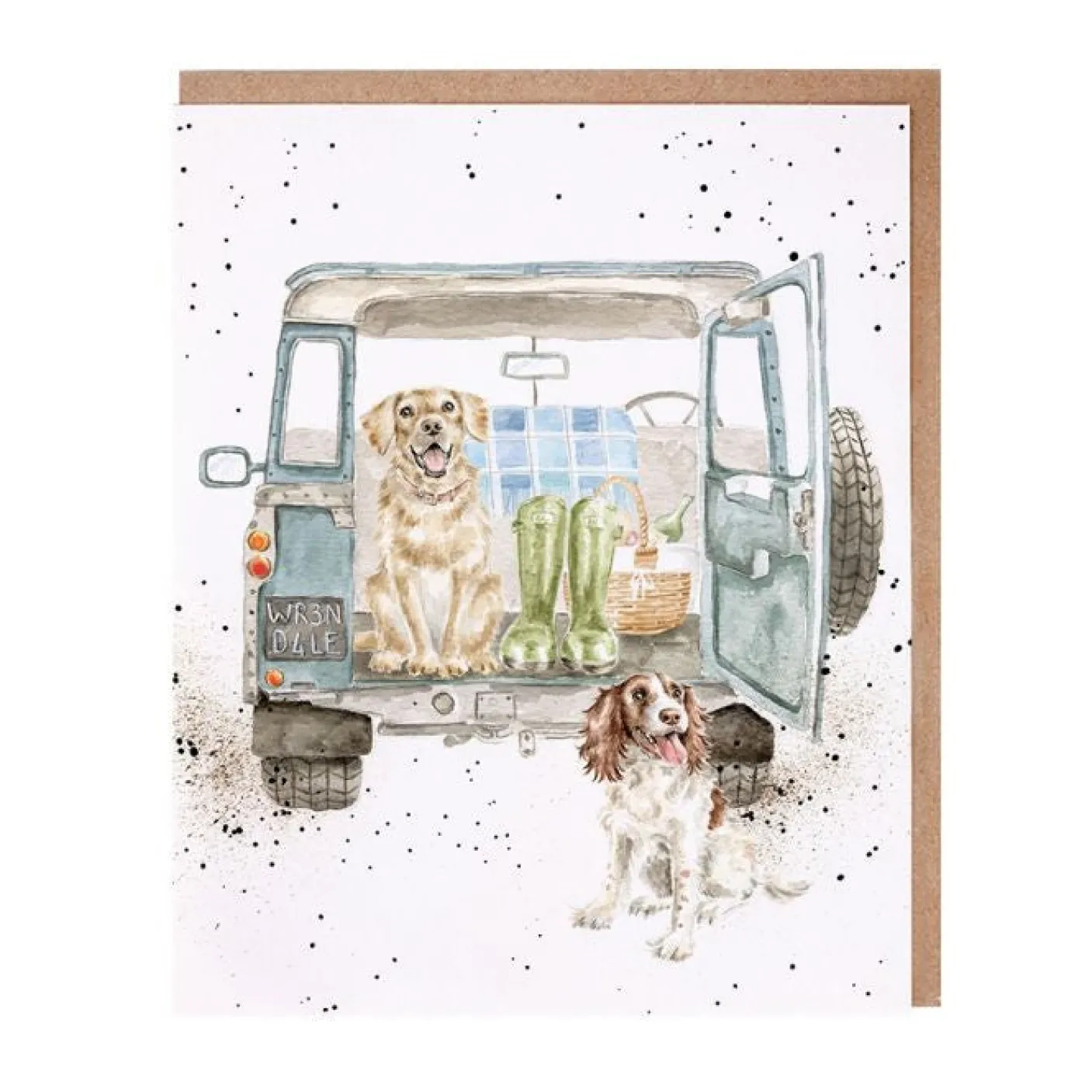 'Paws for a Picnic' Spaniel and Labrador Blank Greetings Card