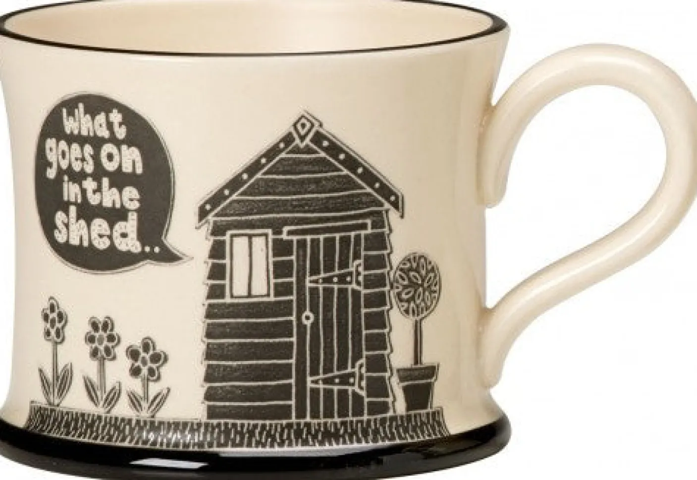 What Goes on in the Shed Mug by Moorland Pottery