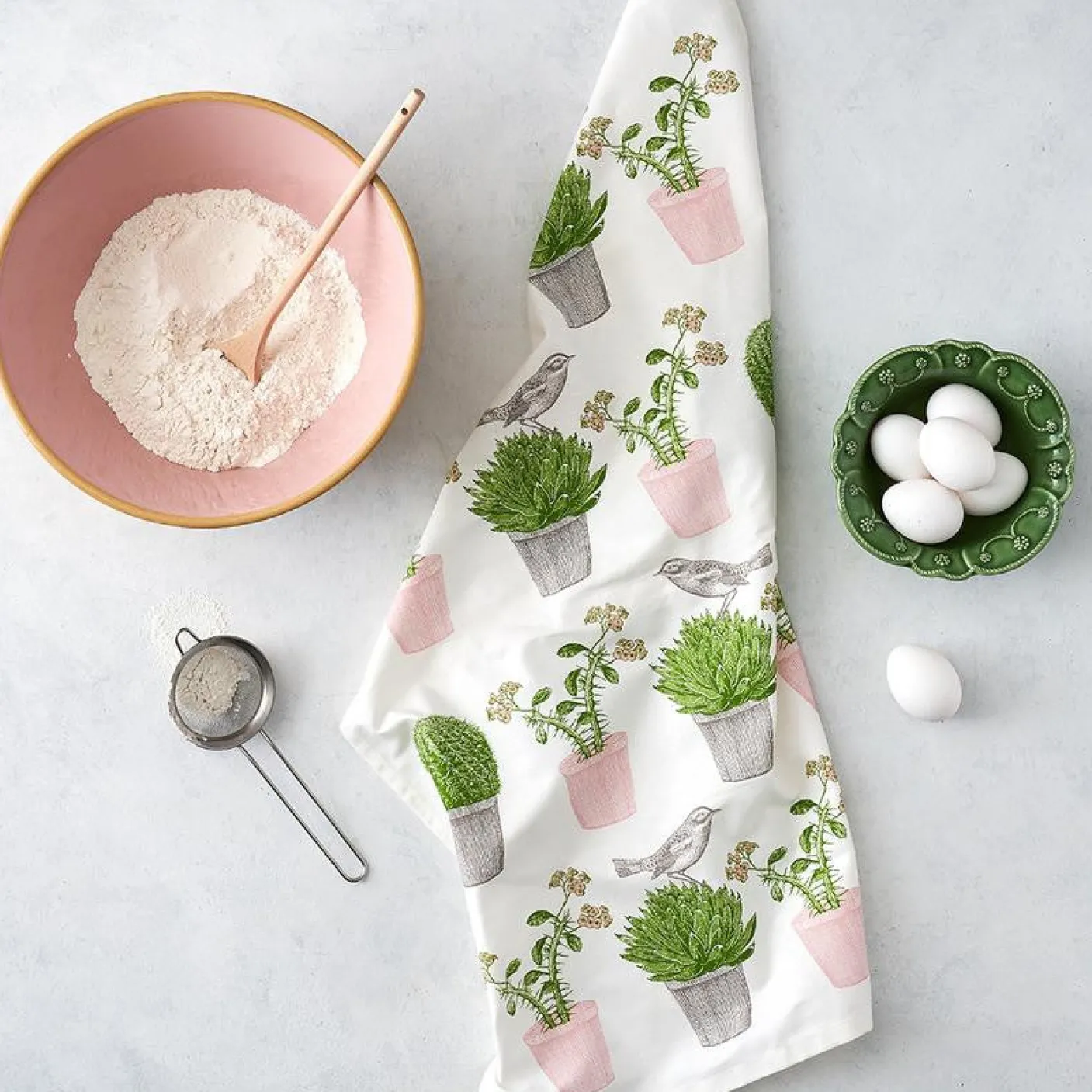 Cactus & Bird Tea Towel