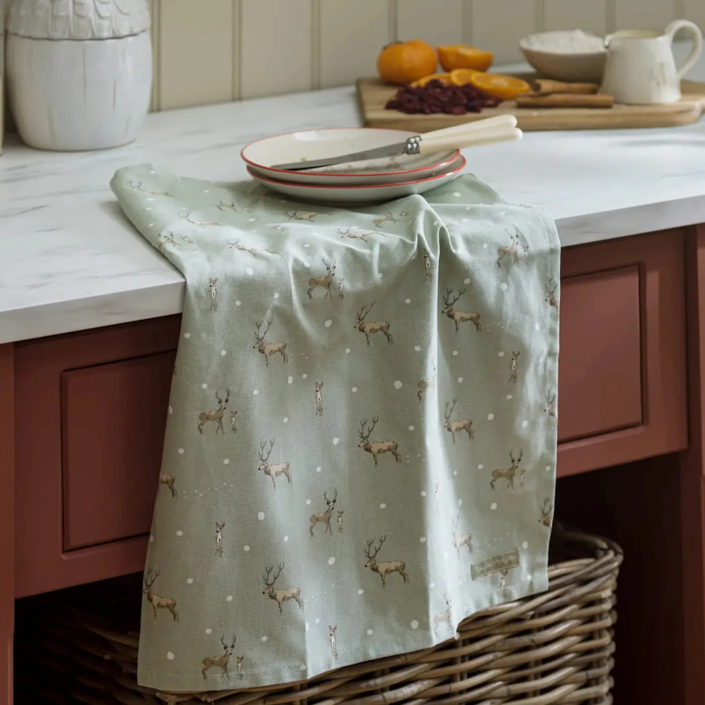 Christmas Stags Tea Towel