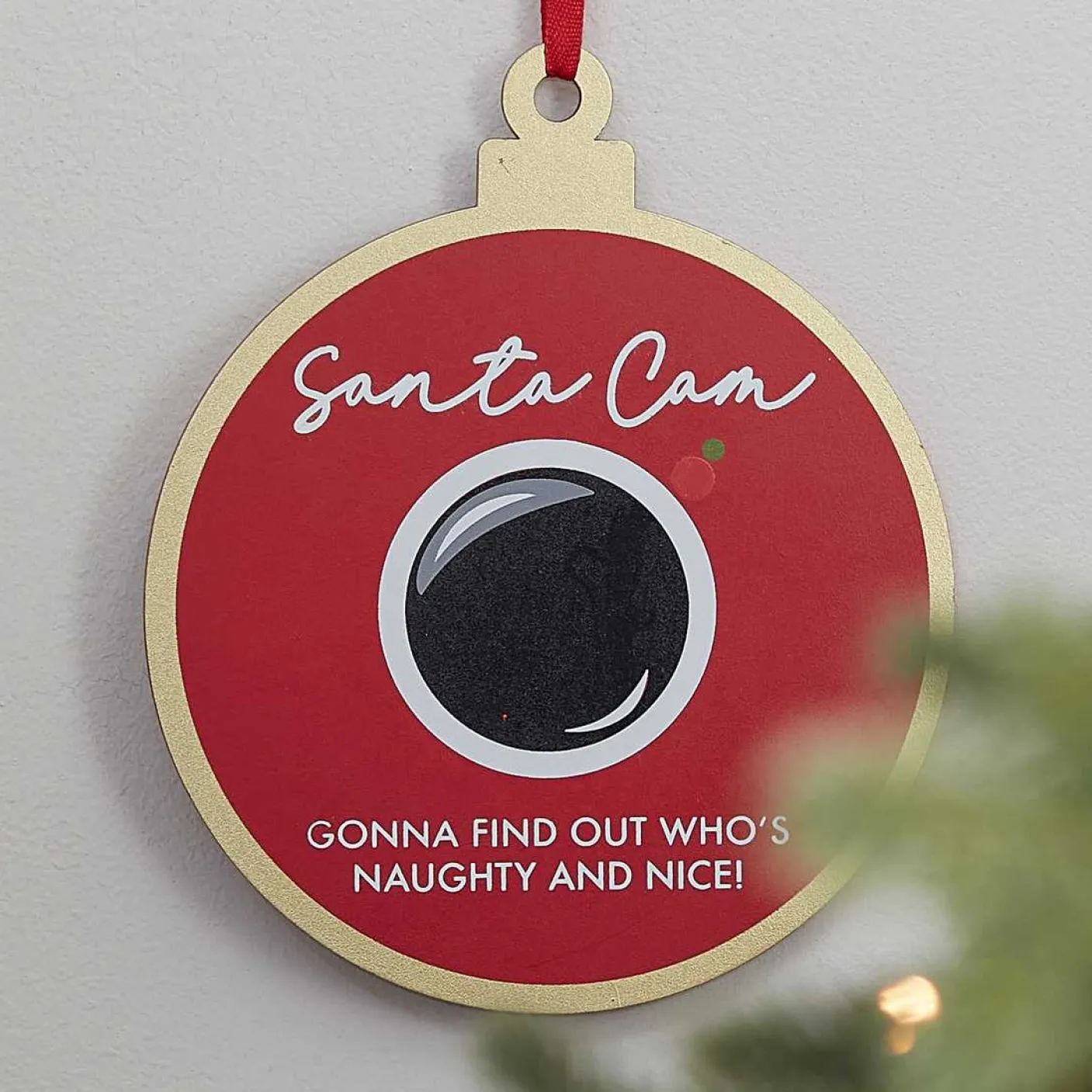 Wooden Santa Cam Hanging Christmas Decoration