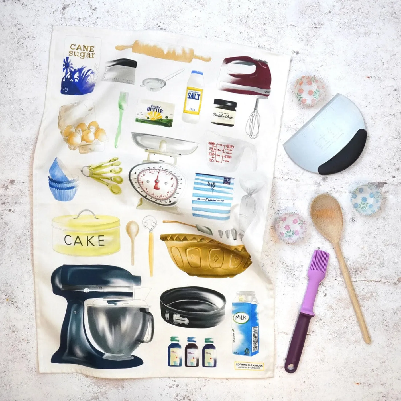 Time to Bake Tea Towel by Corinne Alexander