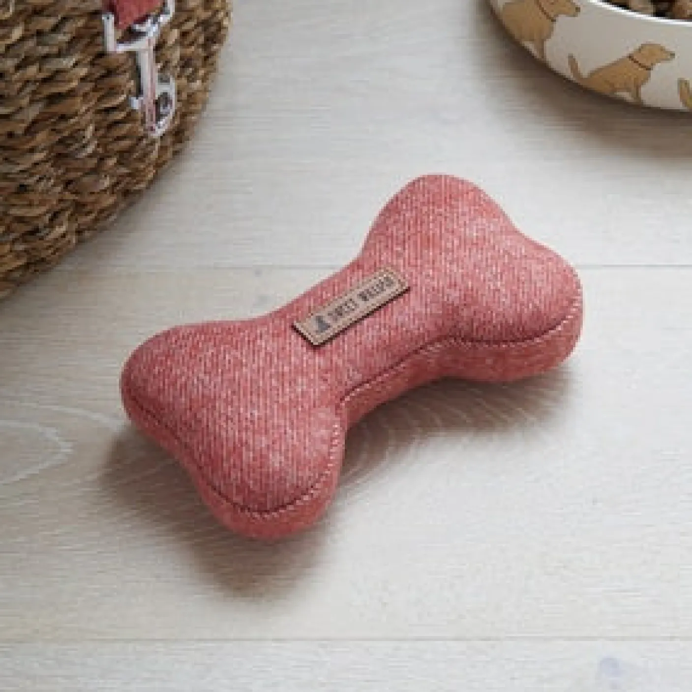 Tweed Dog Bone Shaped Dog Toy - Orange