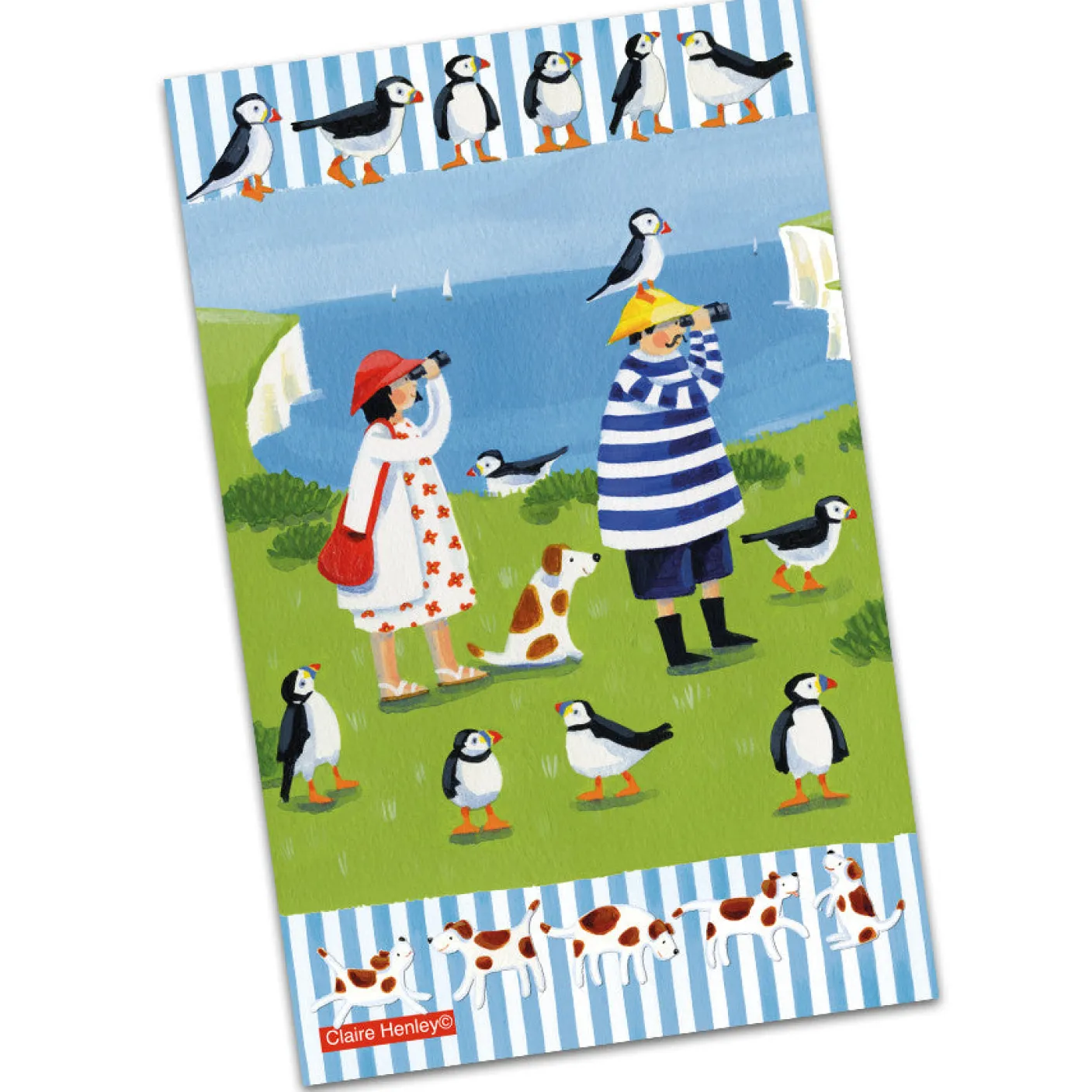 Puffin Watching Tea Towel