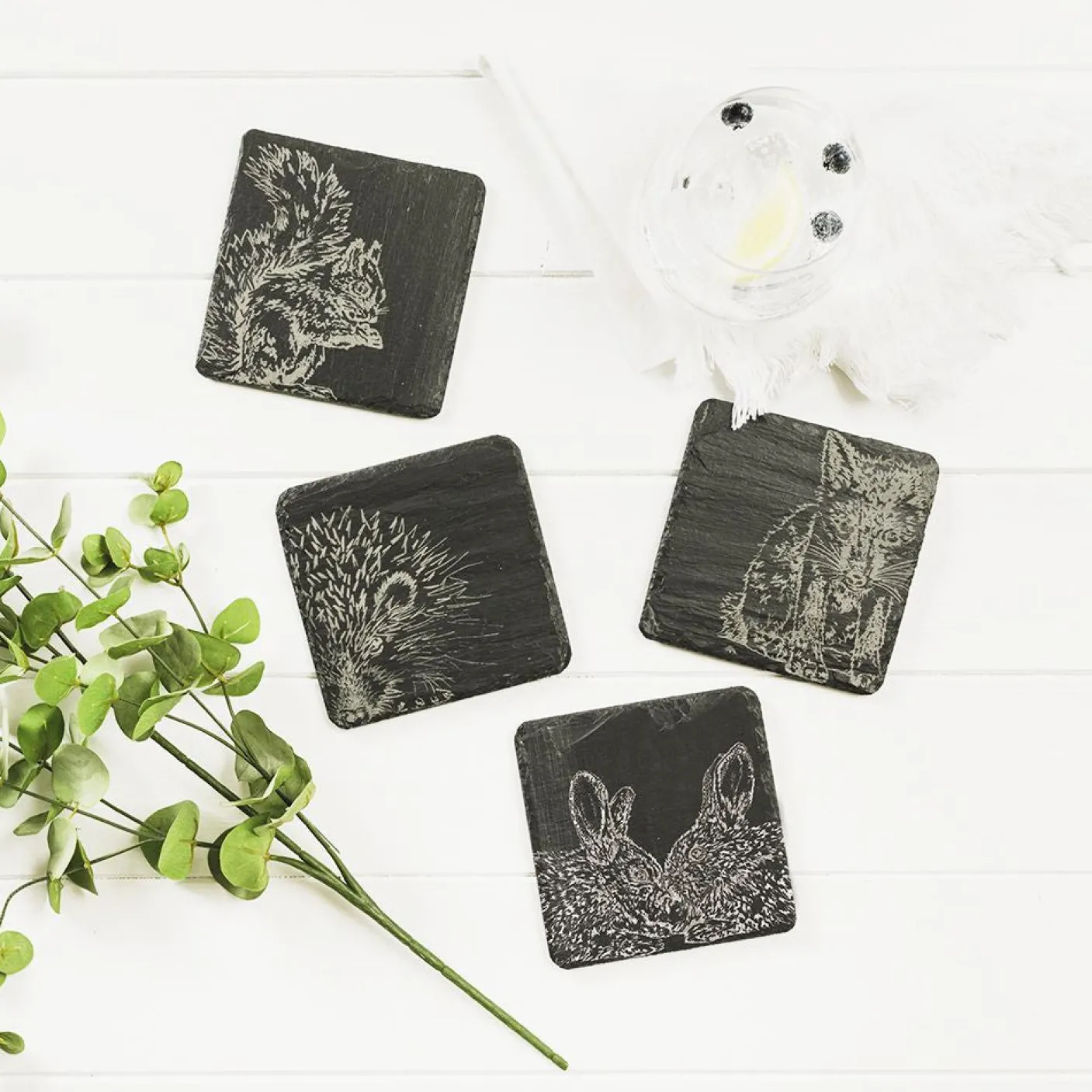 Woodland Slate Coasters- Set of 4
