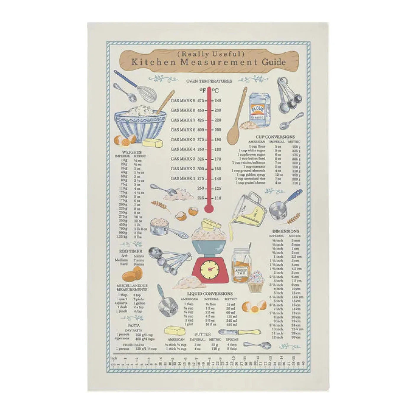 Kitchen Measurements Cotton Tea Towel