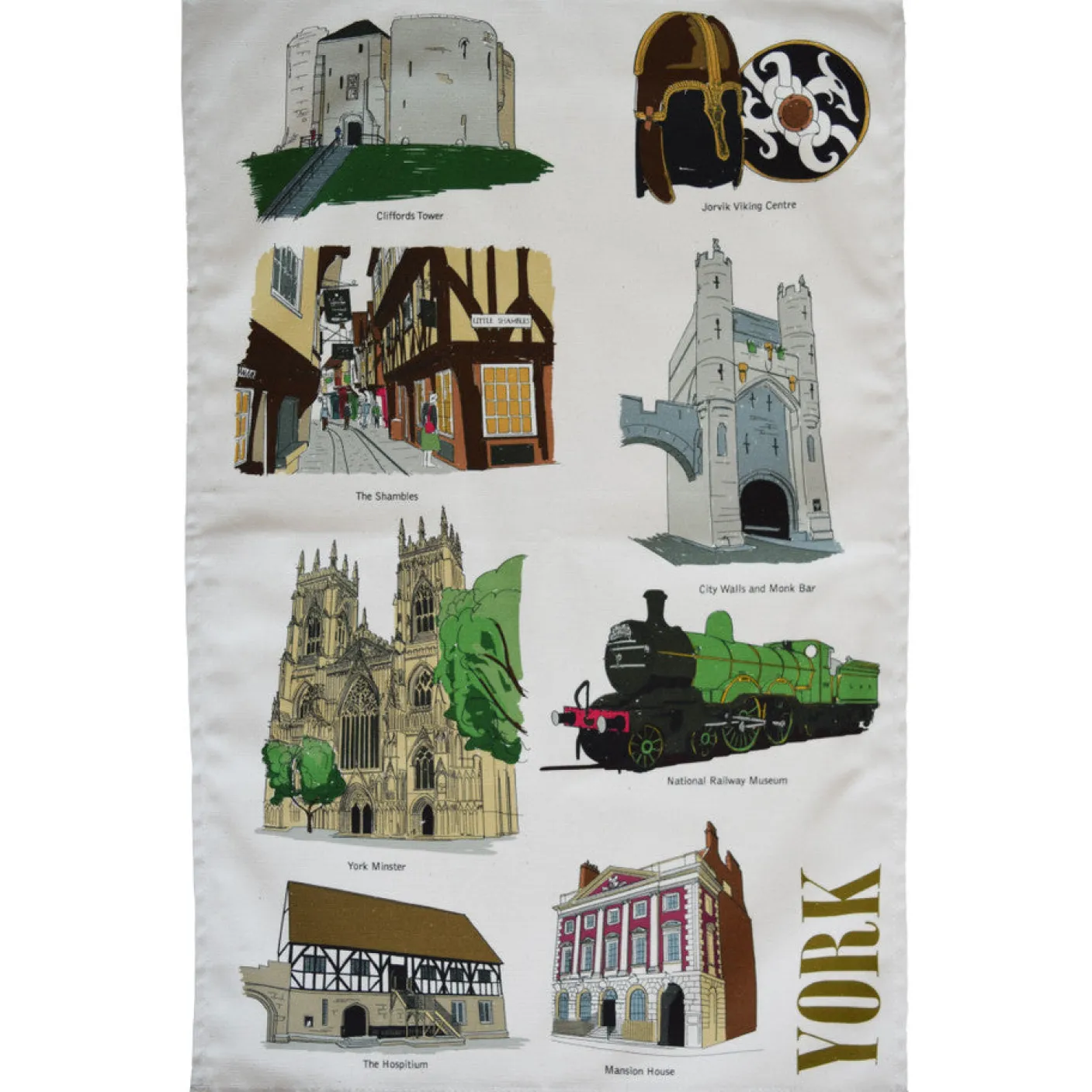 York Landmarks Tea Towel