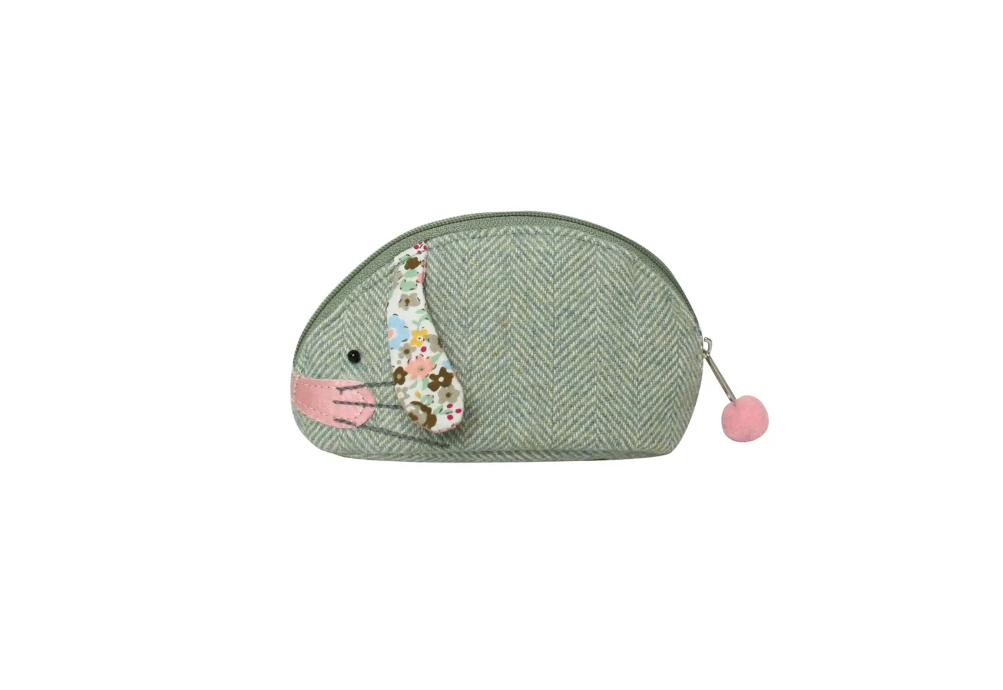 Aqua Herringbone Rabbit Purse