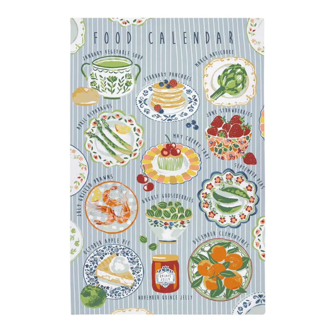 Food Calendar Tea Cotton Tea Towel