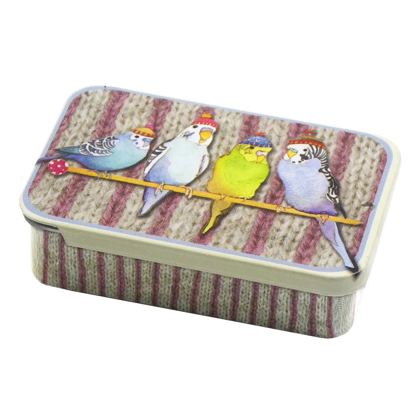 Budgies in Beanies Mini Slider Tin