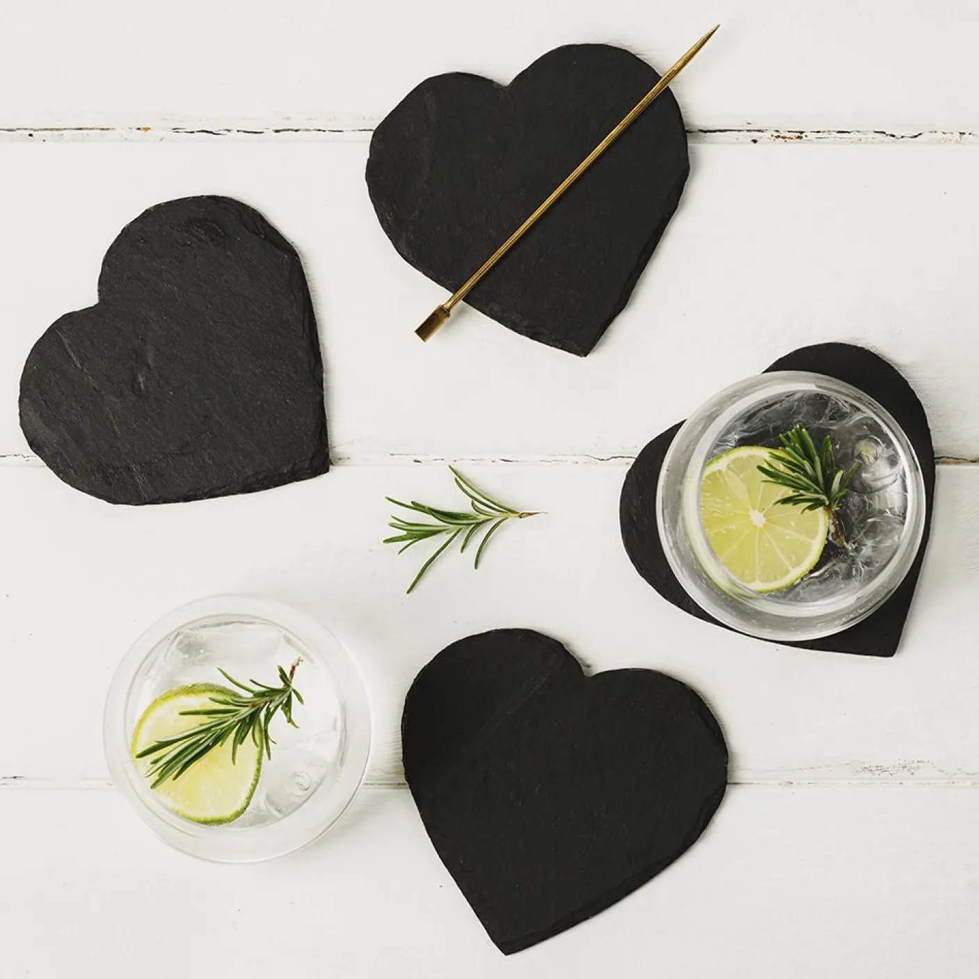 Heart Slate Coasters- Set of 4