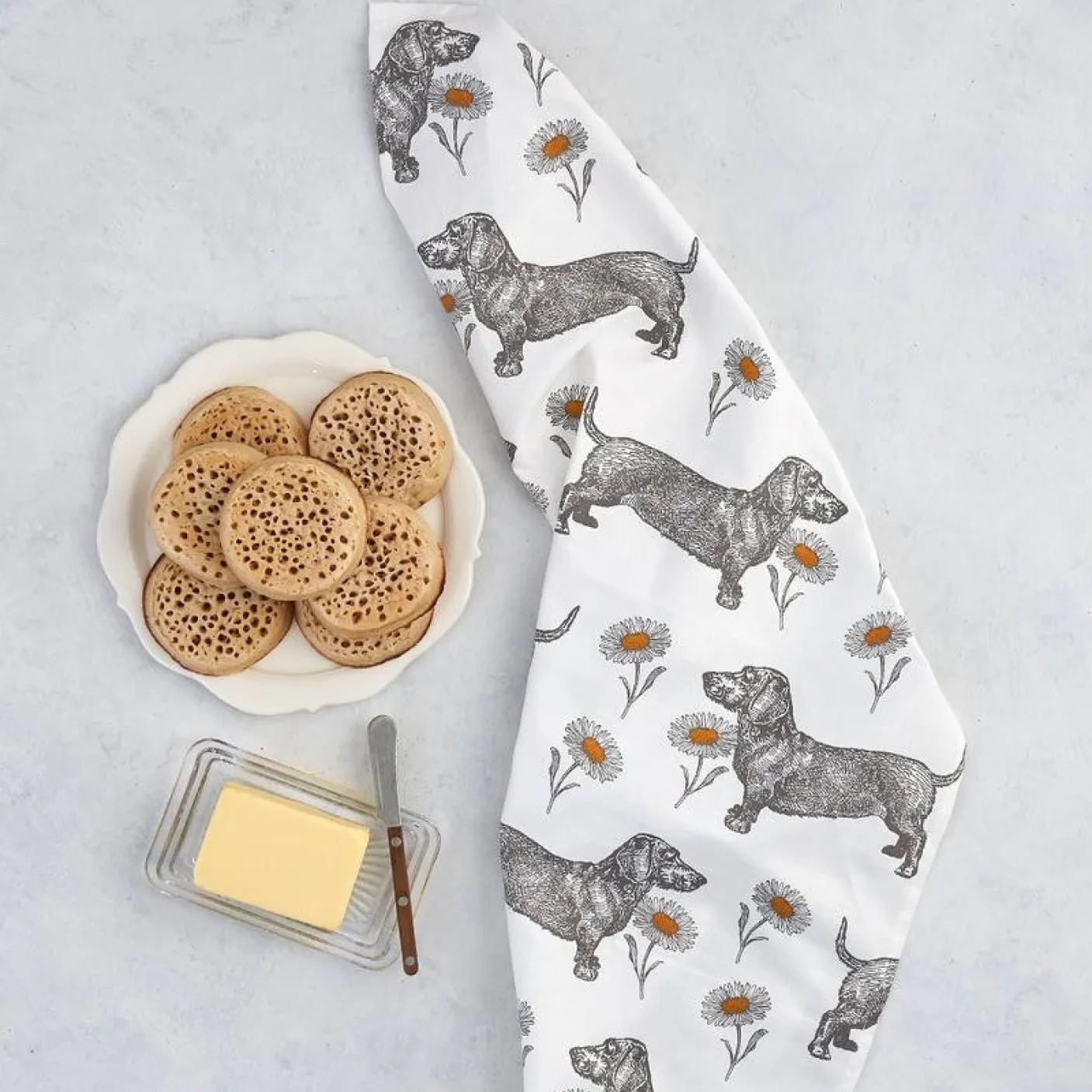 Dog & Daisy Tea Towel