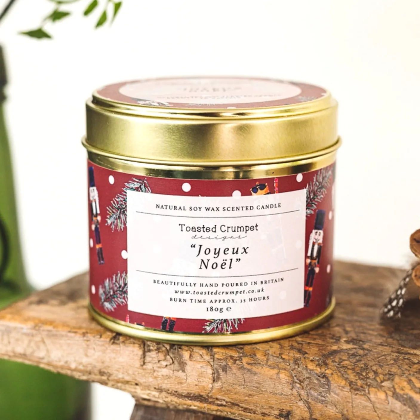 Joyeux Noel Candle in a Matte Gold Tin