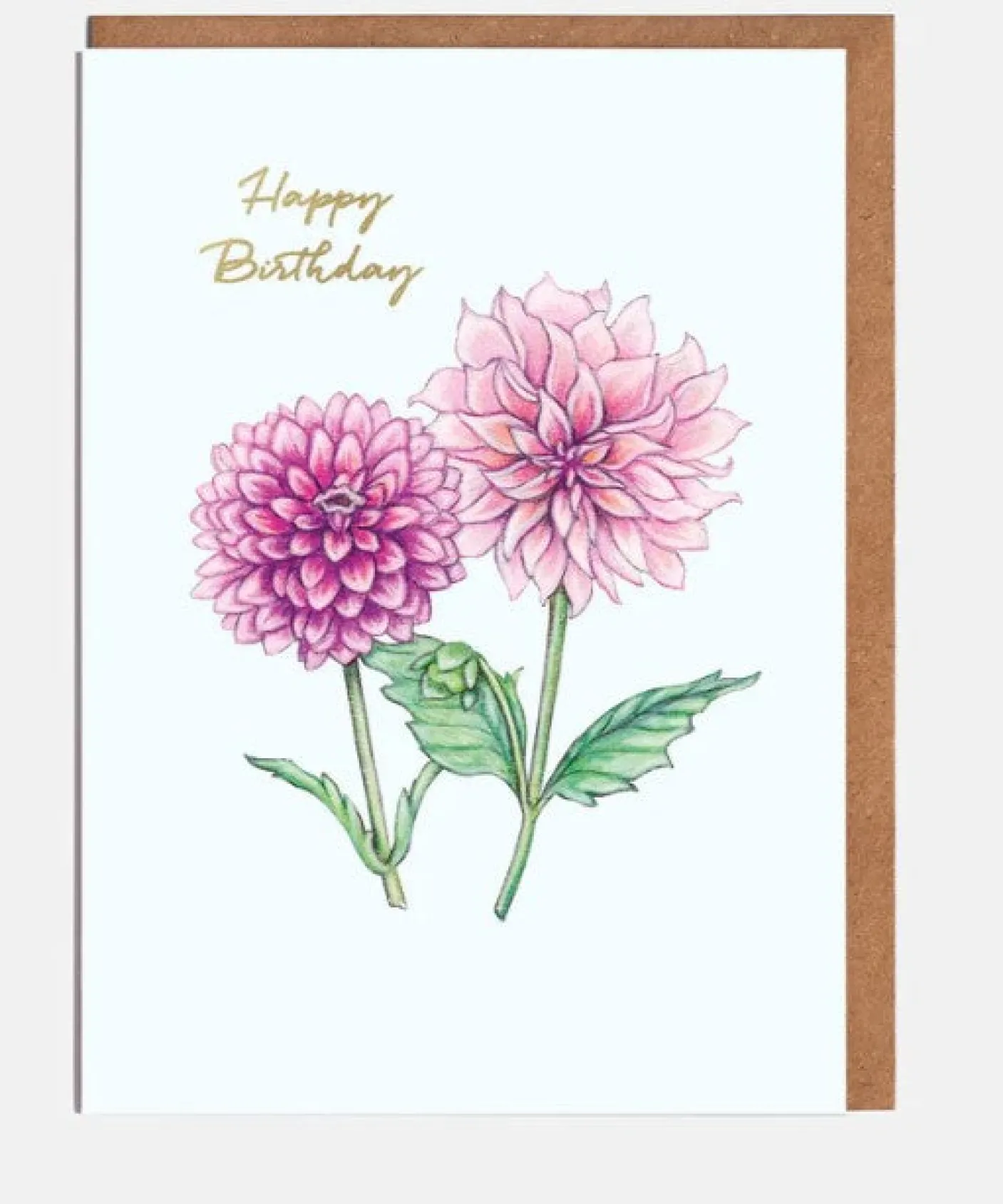 Pink Orange Dahlia Birthday Card