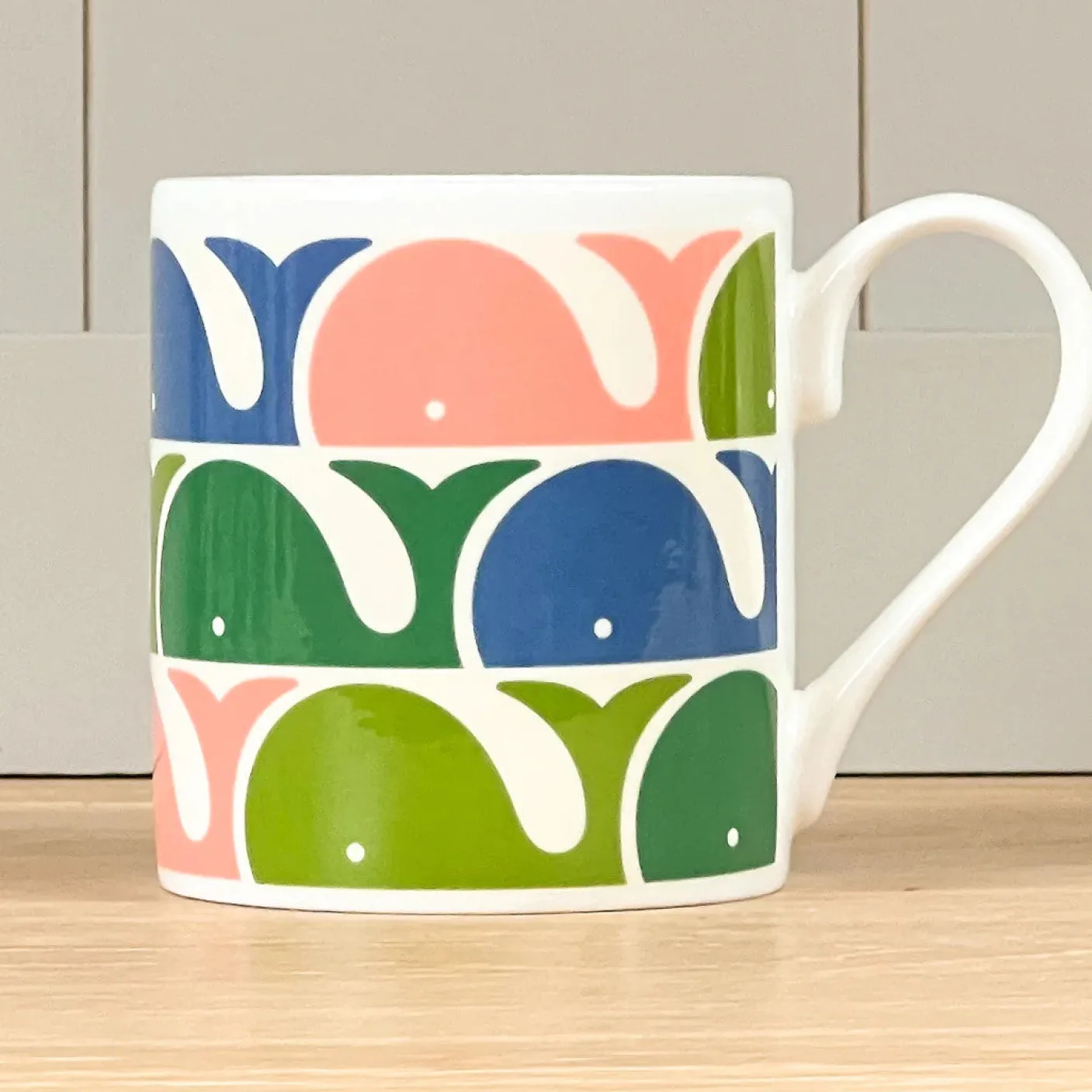 Orla Kiely Whale Pink Bone China Mug
