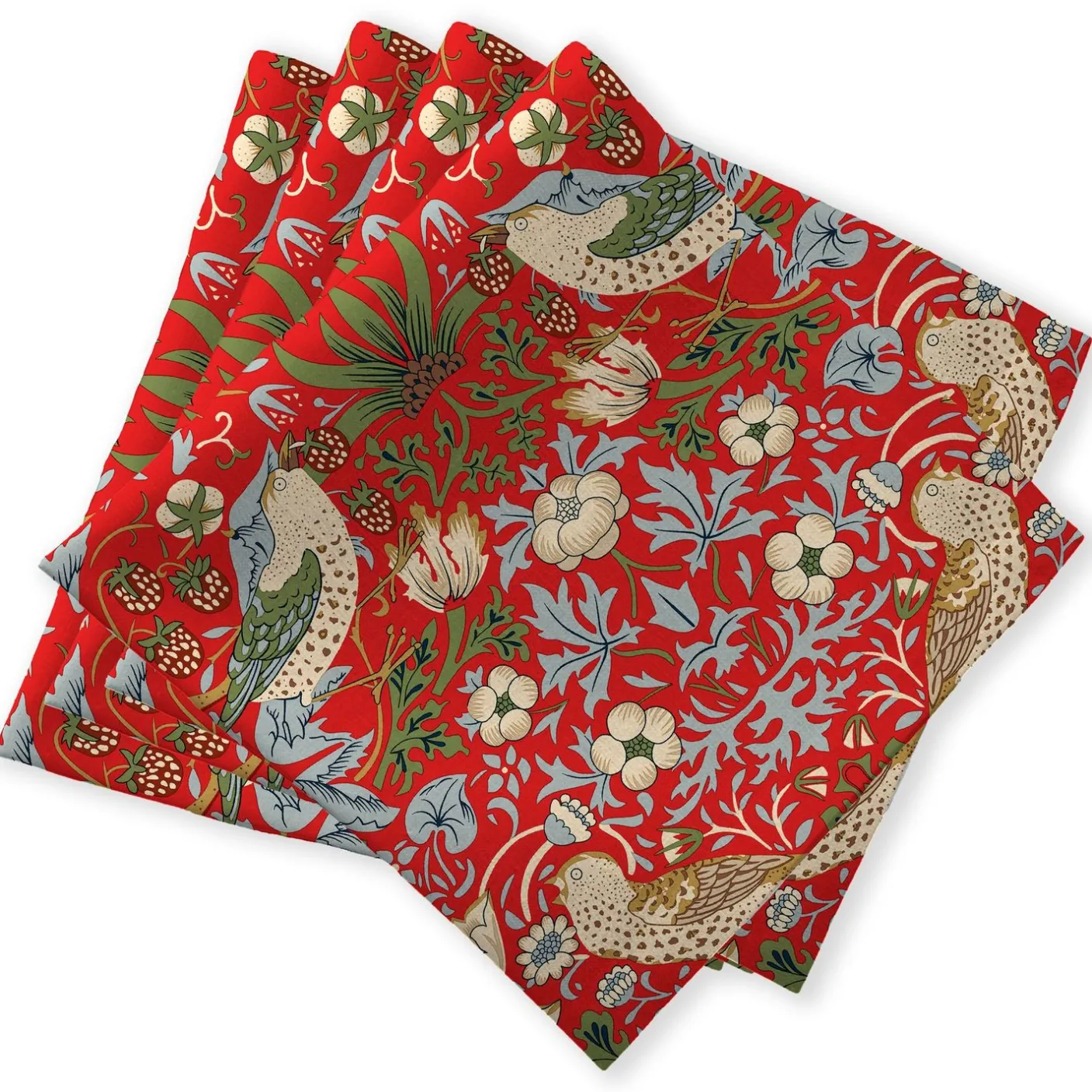Strawberry Thief Red Napkins - Set of 4
