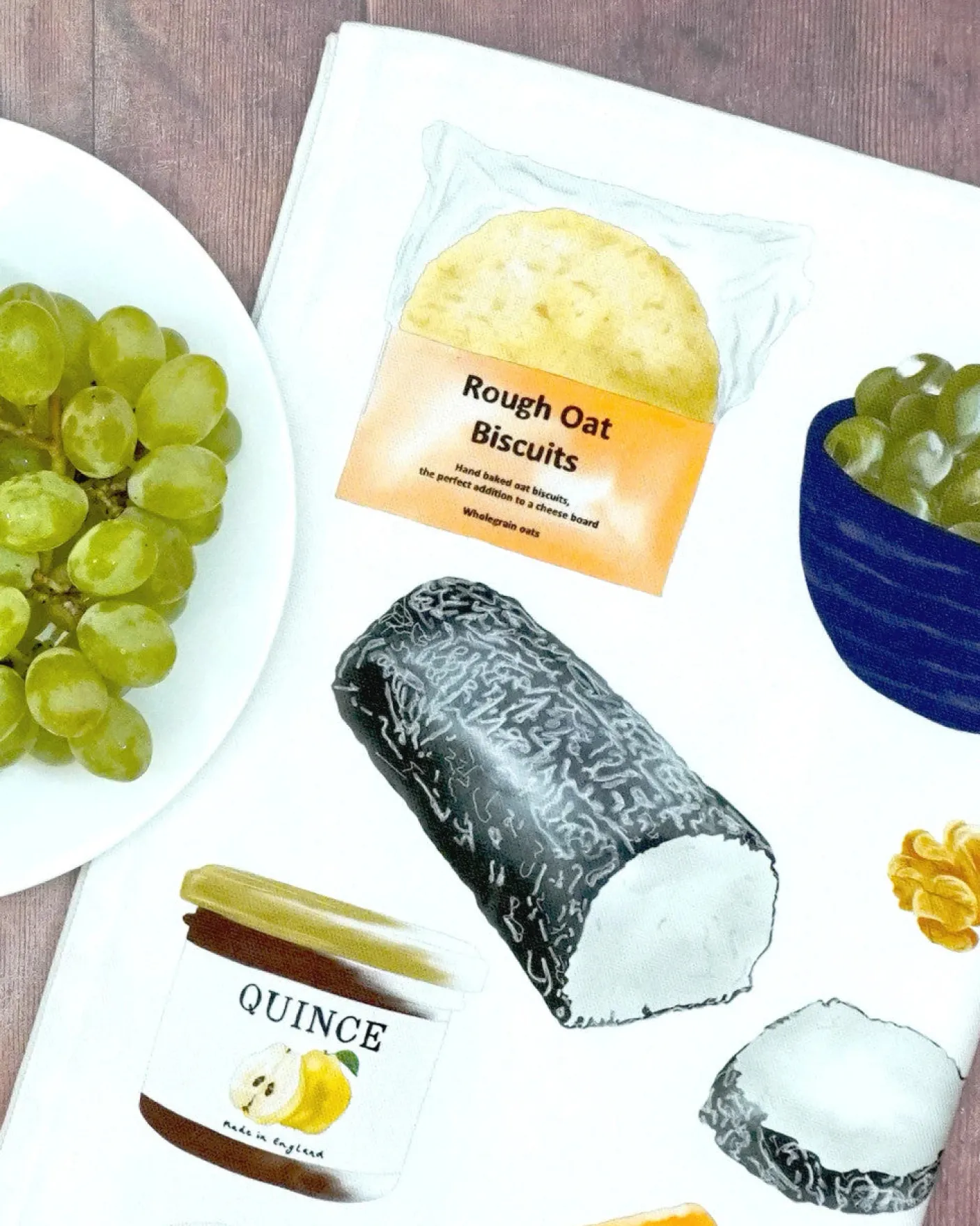 Cheese Board Tea Towel by Corinne Alexander