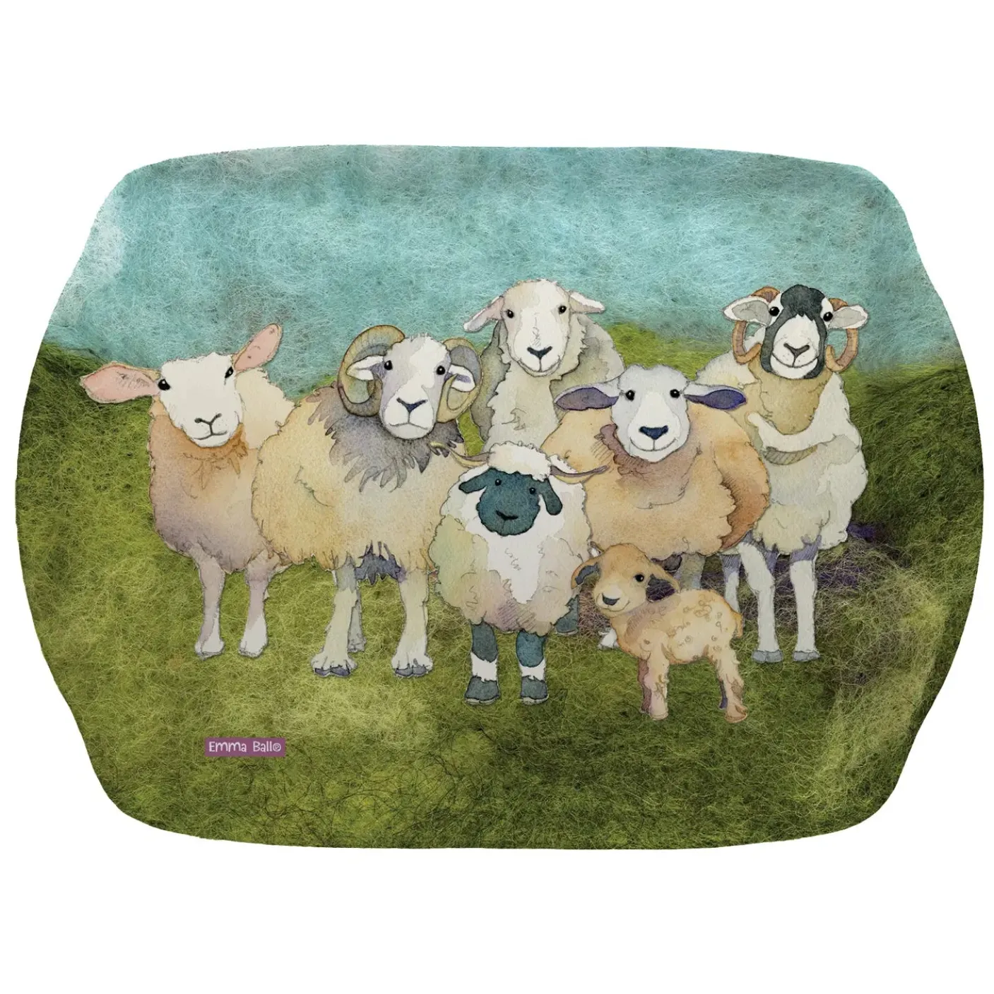 Felted Sheep Melamine Medium Tray
