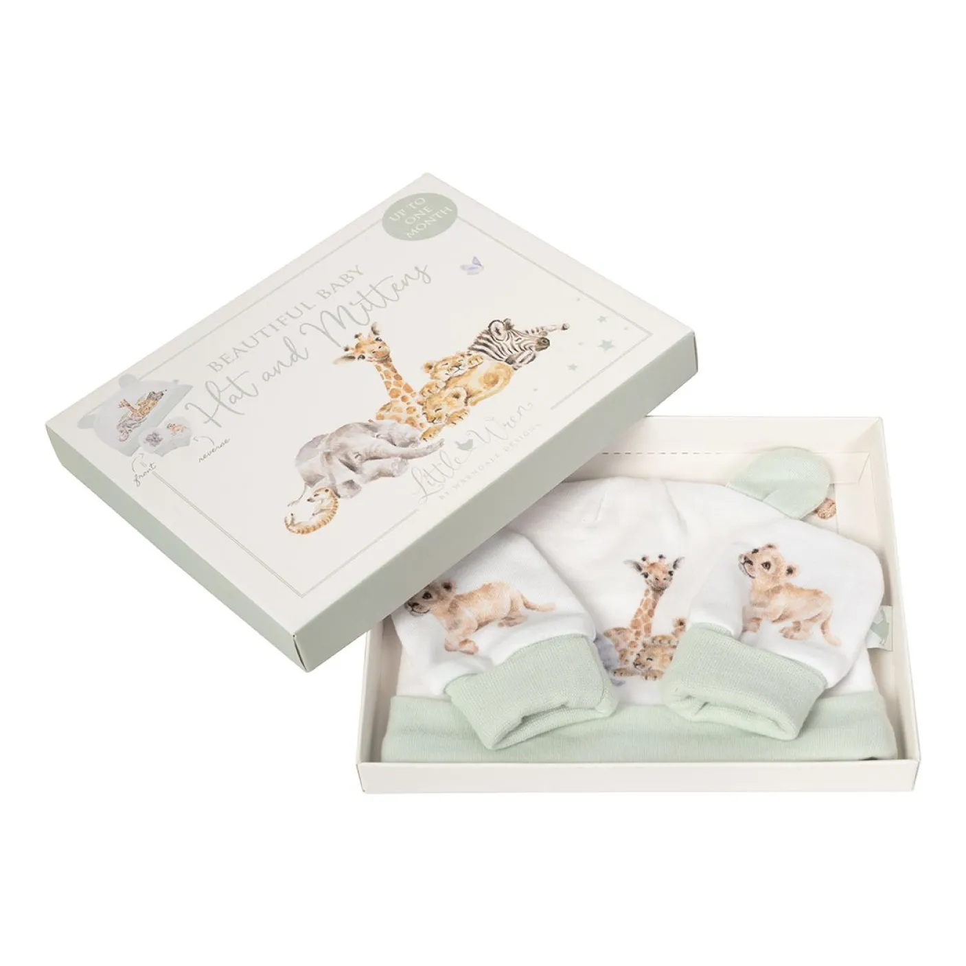 'Little Savannah' African Animals Baby Hat and Mittens Set