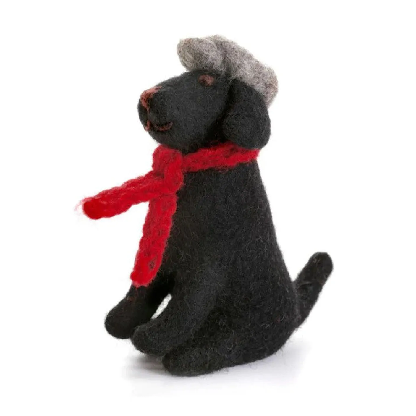 Sitting Black Labrador with Flat Cap & Scarf
