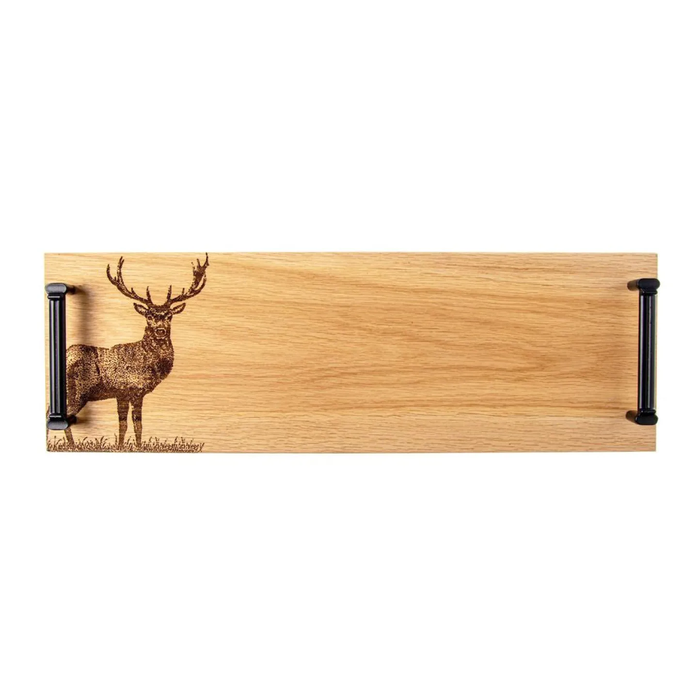 Monarch Stag Oak Serving Tray with Burnished Steel Handles